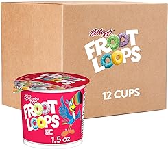 Kellogg's Froot Loops Breakfast Cereal Cups, Fruit Flavored, Breakfast Snacks with Vitamin C, Original, 18oz Case (12 Cups)