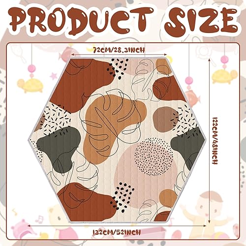 Miniatura 2 de Funtery Tapete hexagonal para corralito de animales del bosque, tapete de juego para bebé, plegable, suave, portátil, lavable, cómodo, colchón