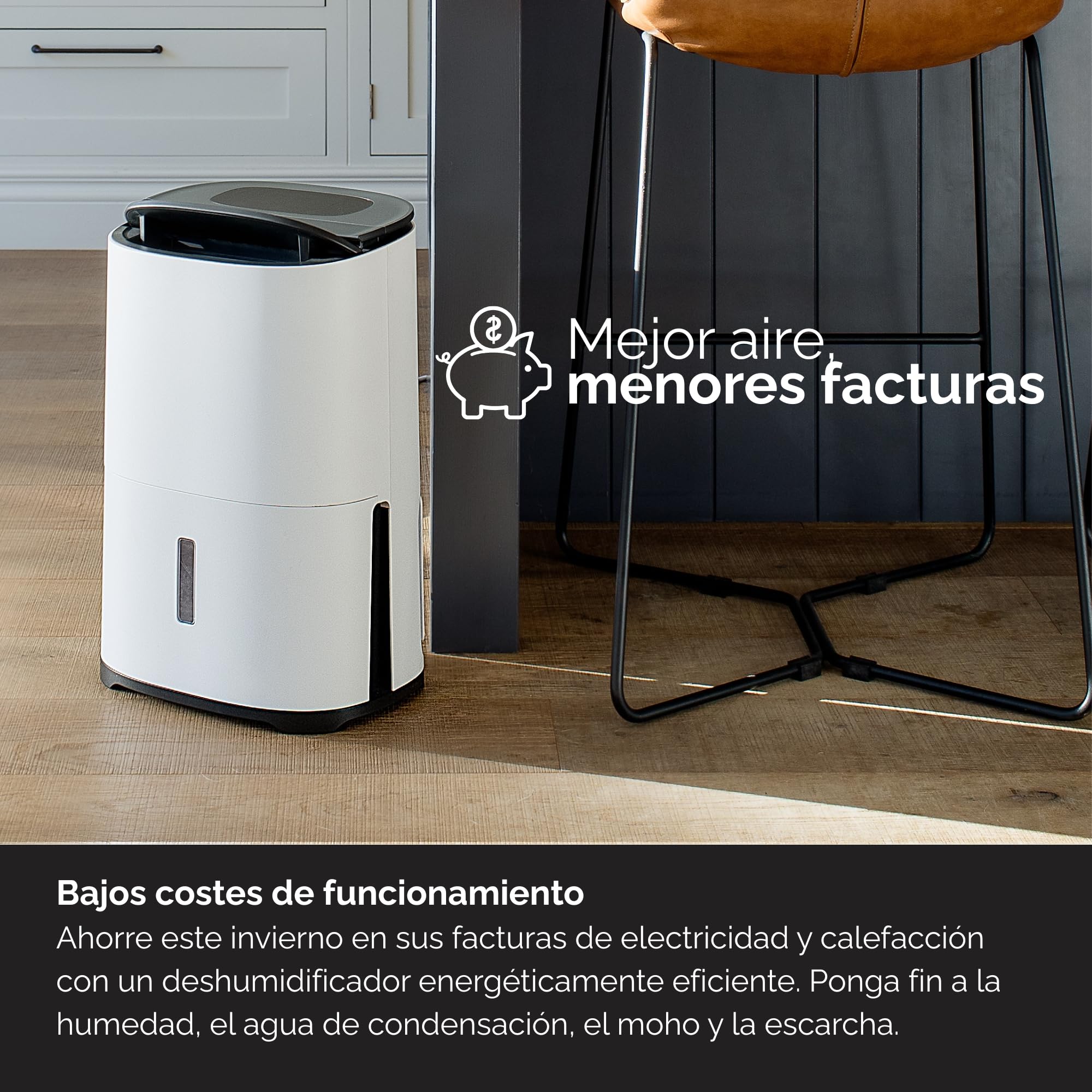 Deshumidificador y Purificador MeacoDry Arete Two 25L – Silencioso 40/50 dB, App Móvil y Alexa, Secado Ropa Rápido, Filtro HEPA, Ideal Hogares 4+ Dormitorios y Espacios Fríos