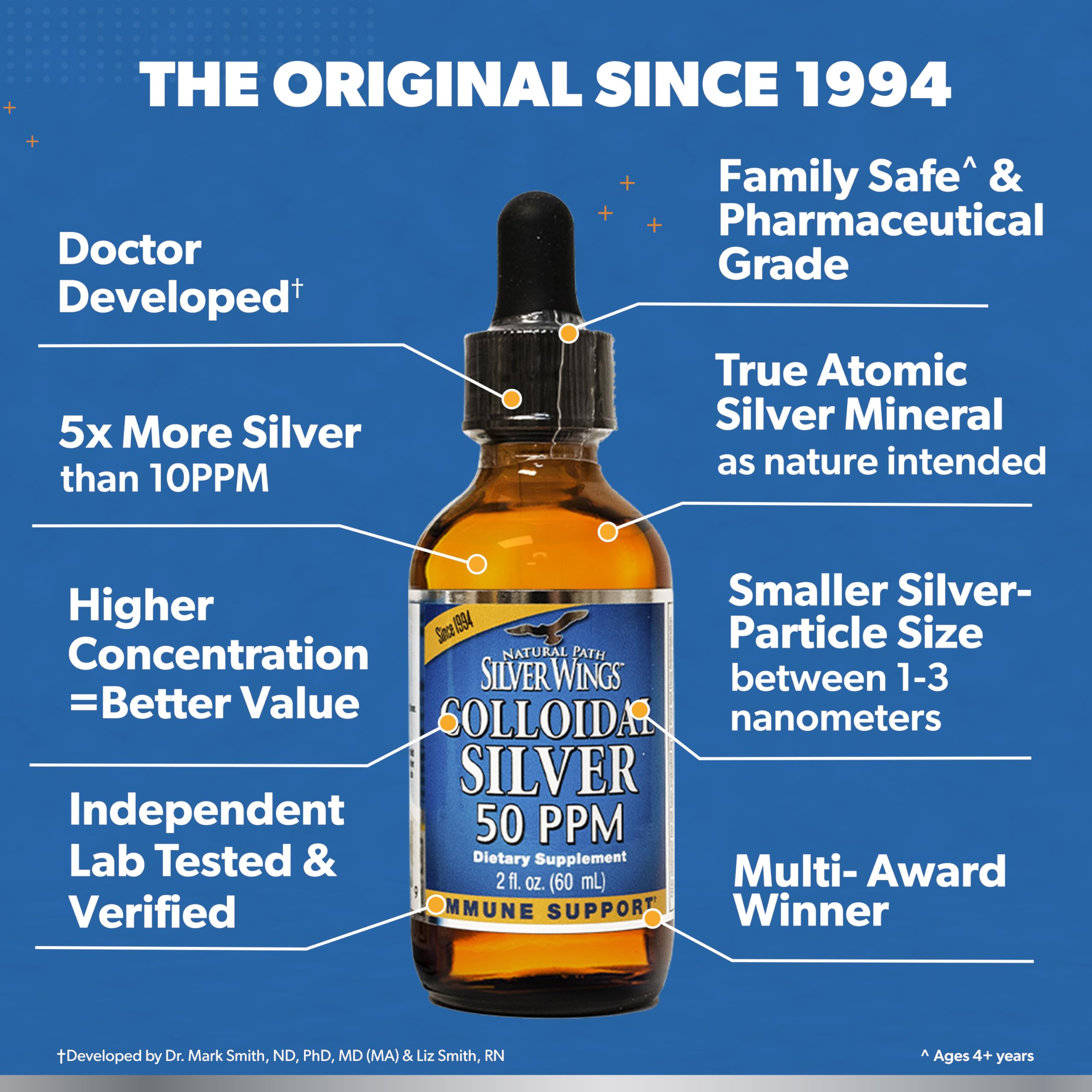 Natural Path Silver Wings Colloidal Silver - Daily Immune Support Supplement - 50ppm (250mcg) - 2 fl oz Dropper — Amazon image 5