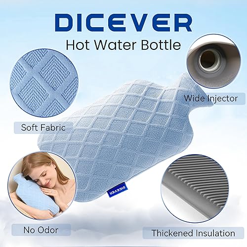 Miniatura 4 de Botella de agua caliente con tapa suave, bolsa de agua caliente de 2 L, terapias calientes y frías para dolores musculares, calambres menstruales,