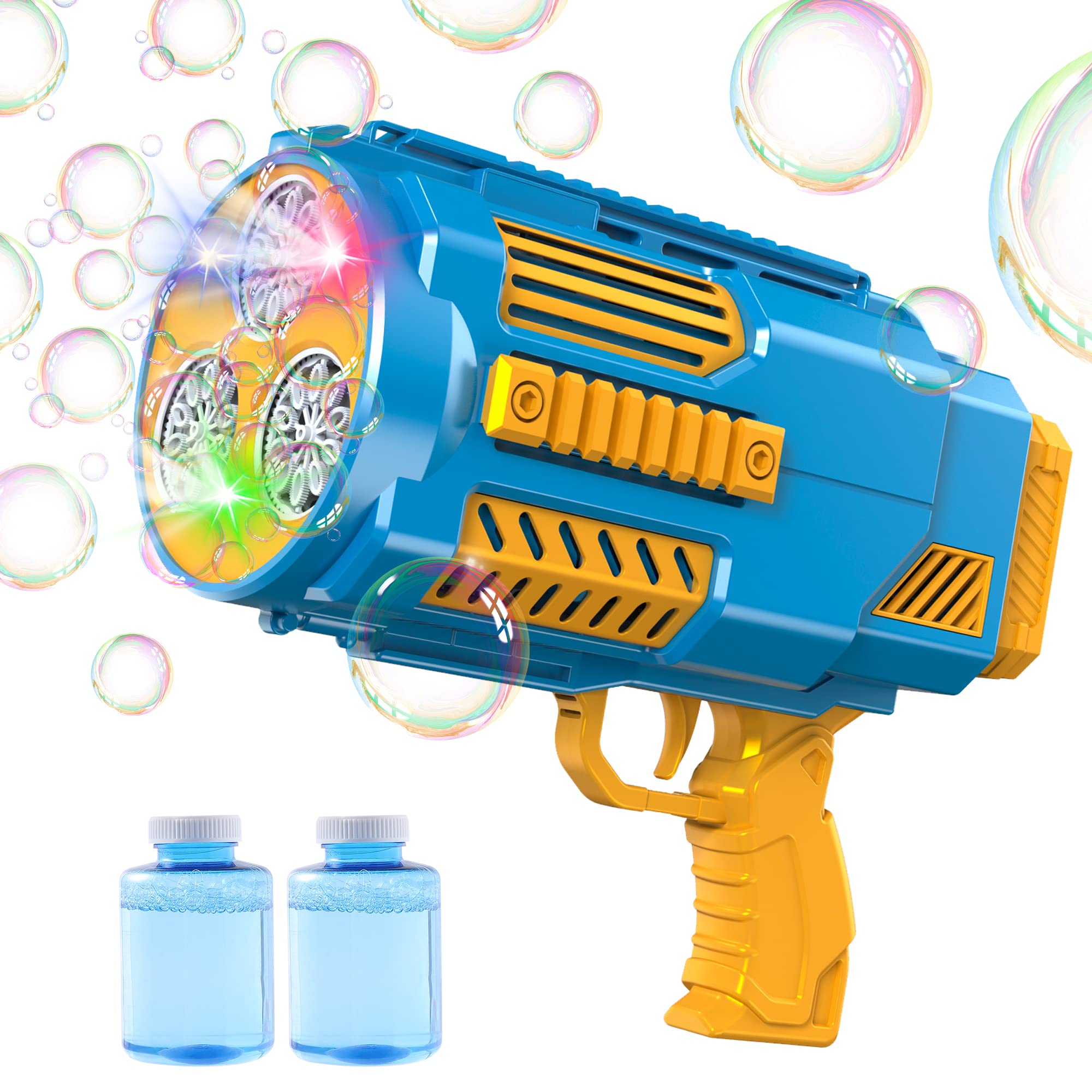 Upgraded Bubble Machine Gun, Built-in Bubble Solution, Automatic Bubble Blower, 8000+ Bubbles Per Minute Bubbles for Kids Adults Bubble Maker Toys for Indoor Outdoor Wedding Birthday Party - Blue