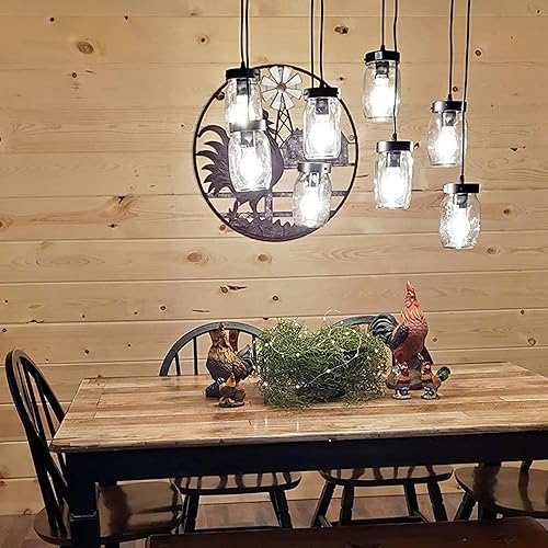 Miniatura 2 de Wellmet Candelabro de tarro Mason de 8 luces para comedor, rústico de granja lineal para sala de estar, iluminación de isla de cocina, acabado negro