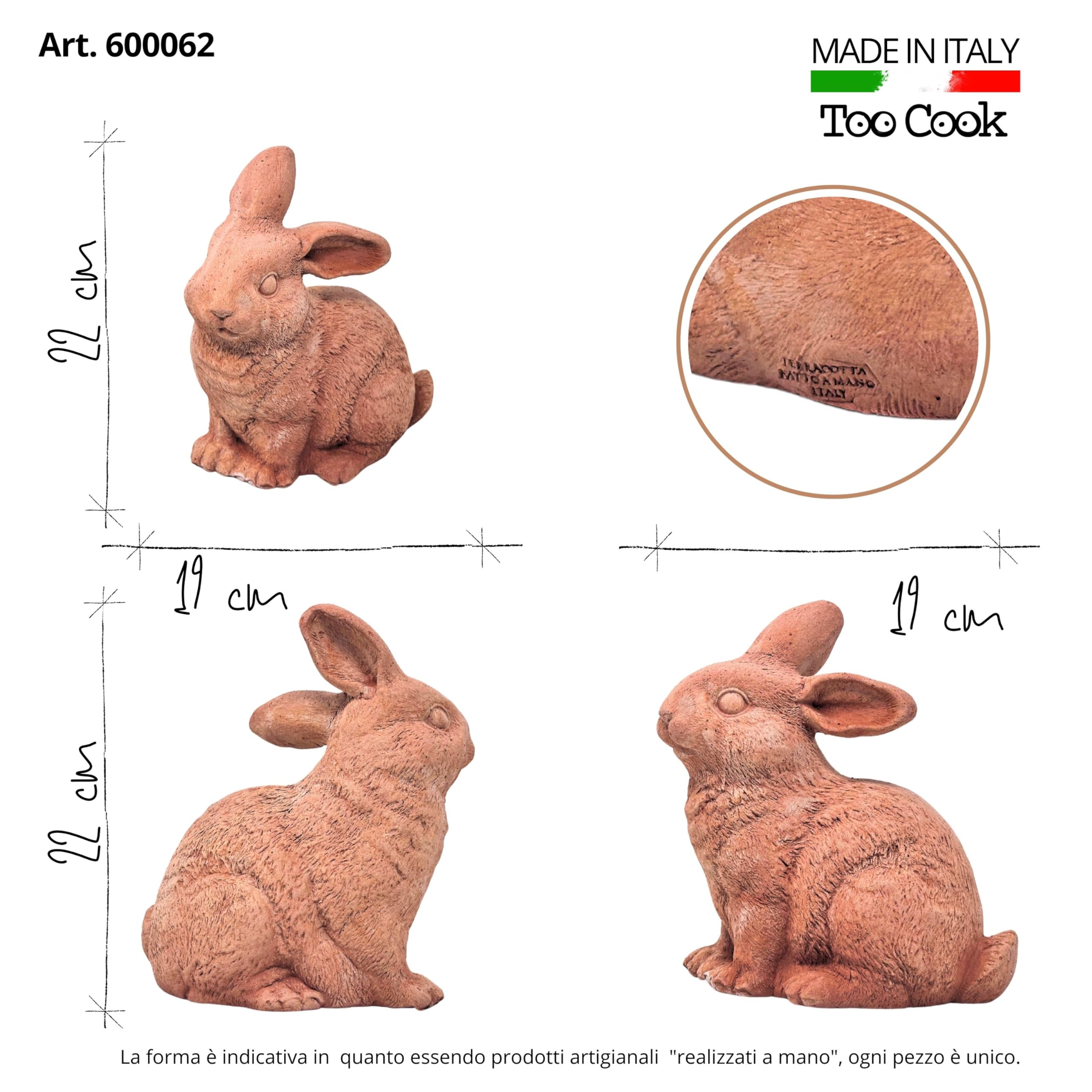 Toocook Animali in terracotta artigianale - Arredo giardino - Decorazione casa - Resistente alle intemperie (Coniglio)