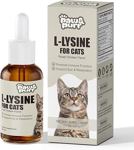 Suplemento de L-lisina para gatos, gotas líquidas de L-lisina para gatitos con vitaminas taurina, apoyo inmunológico, respiratorio felino,