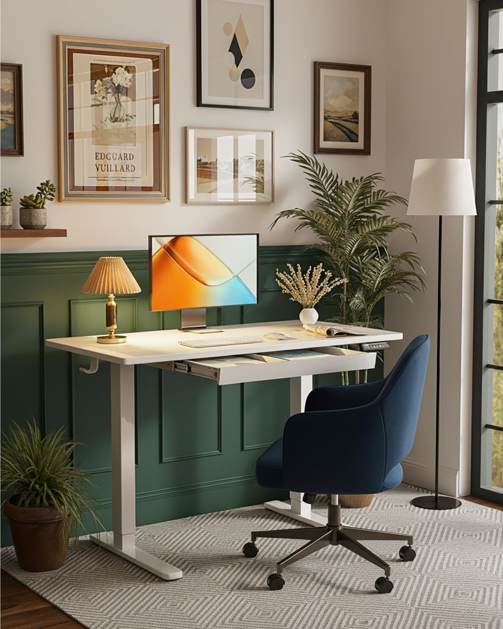 ErGear 44 inch Electric Standing Desk with Drawers Adjustable Height with Storgear 4 Memory Height Settings Sit Stand — view 2