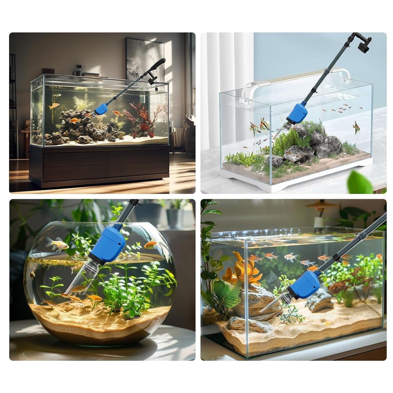 Pompe à siphon pour aquarium – Échangeur d'eau manuel et rondelle de sable, outil de nettoyage respectueux de l'environnement, efficace avec tuyau d'eau de 2 m