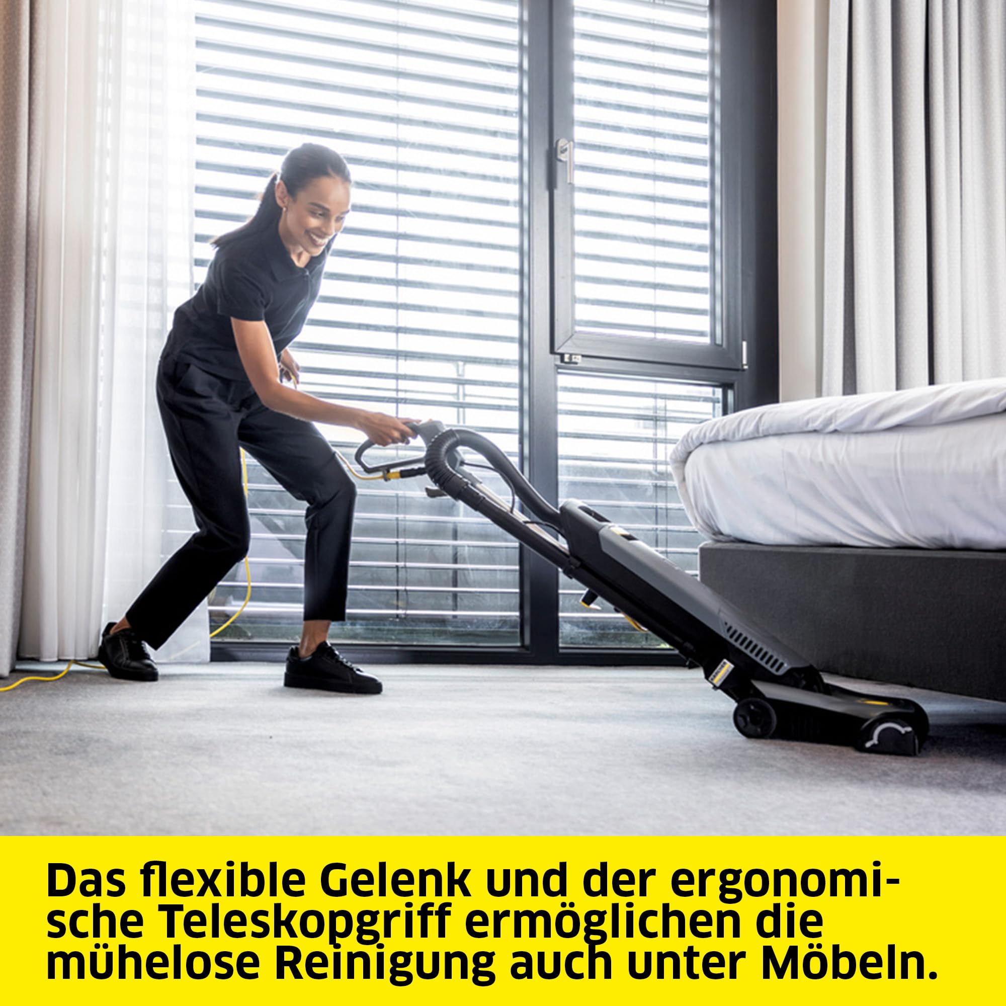KÄRCHER Teppichbürstsauger CV 38/2 ADV, Arbeitsbreite: 380 mm, hohe Flächenleistung, optische Bürsteneinstellhilfe, 3-Fach Filtersystem, steckbares Gleitflex-Netzkabel, werkzeugloser Bürstenwechsel