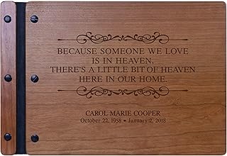 LifeSong Milestones Engraved Personalized Solid Cherry Wood Memorial Sympathy Ceremony Guest Book for Funeral Service - Someone We Love 9x12.25 (Cherry)