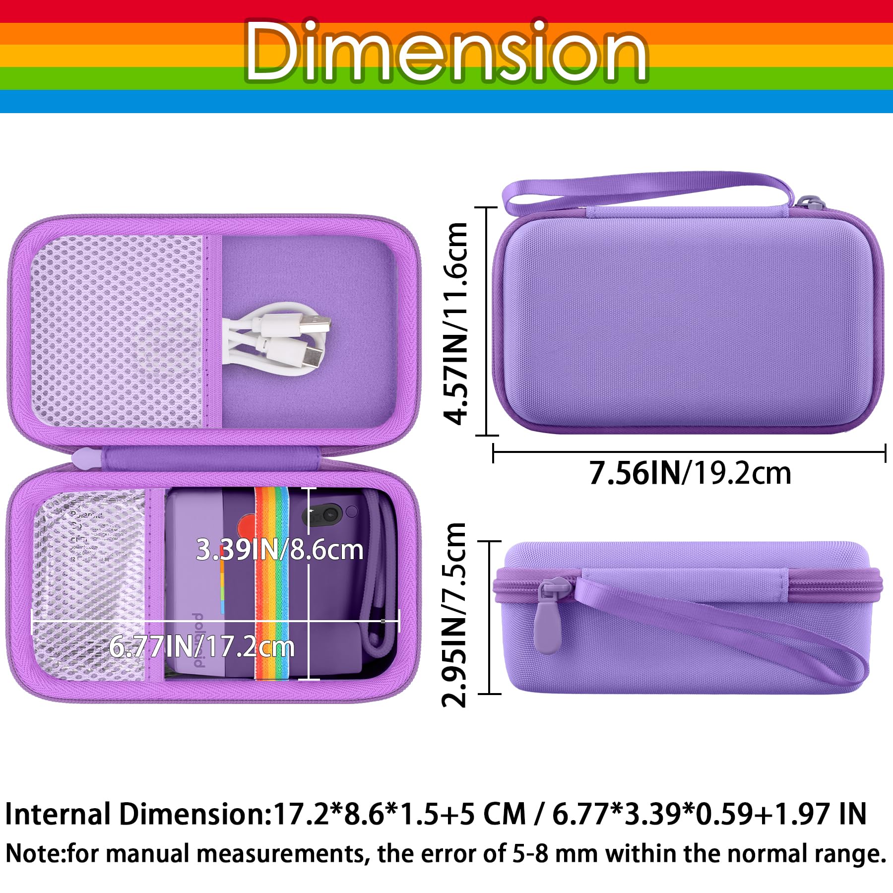 Khanka Custodia per Polaroid Go Gen 3/Gen 2/Go Mini - Grigio + Viola