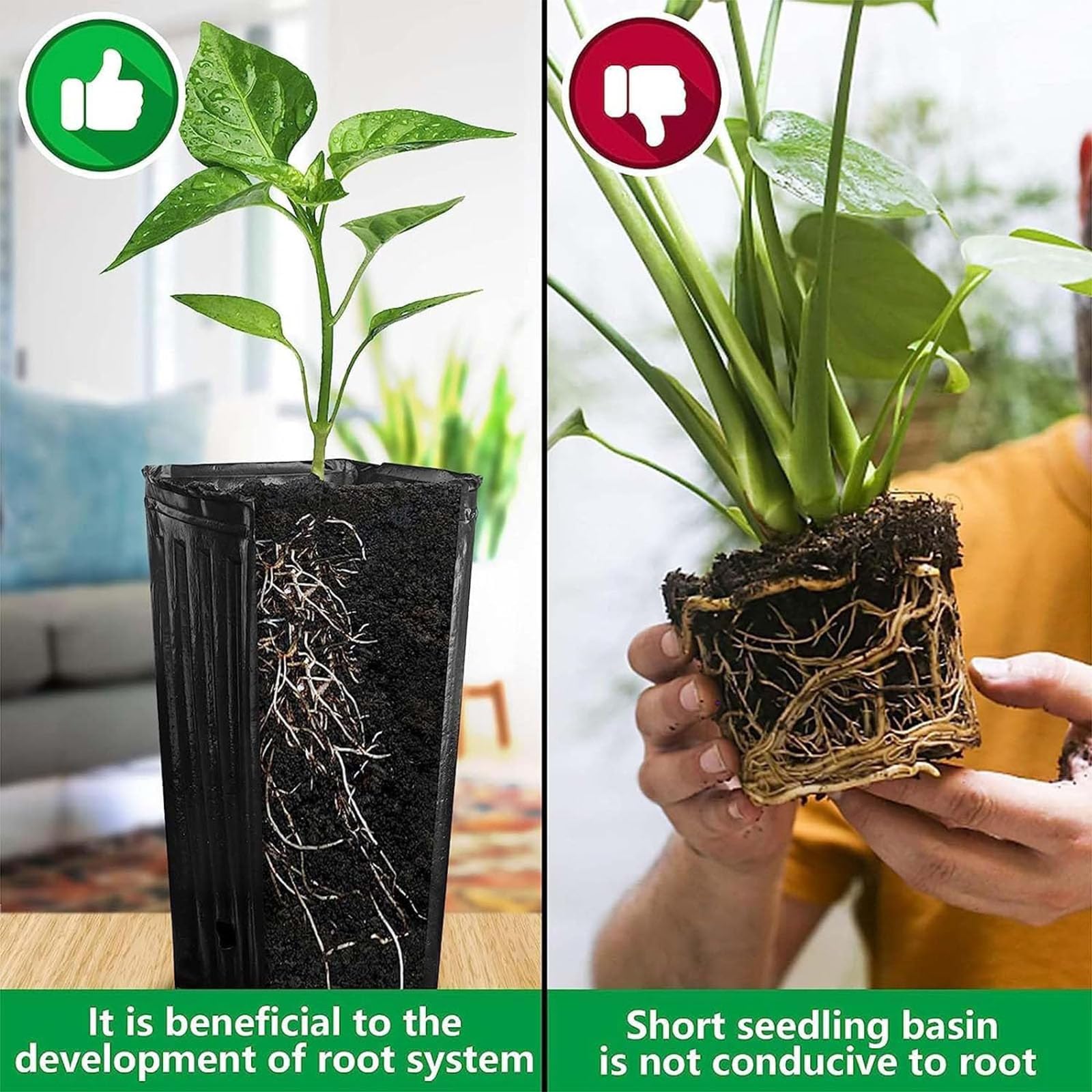 Macetas de plástico de 10 cm, macetas de plástico para plantas de vivero, macetas de semillero, macetas de inicio de semillas para verduras, flores, hierbas, esquejes suculentas