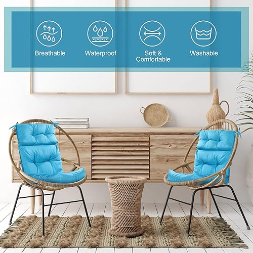Miniatura 5 de Mixweer Paquete de 6 cojines para silla de respaldo alto para exteriores e interiores, cojines copetudos para asiento o respaldo, resistentes a la