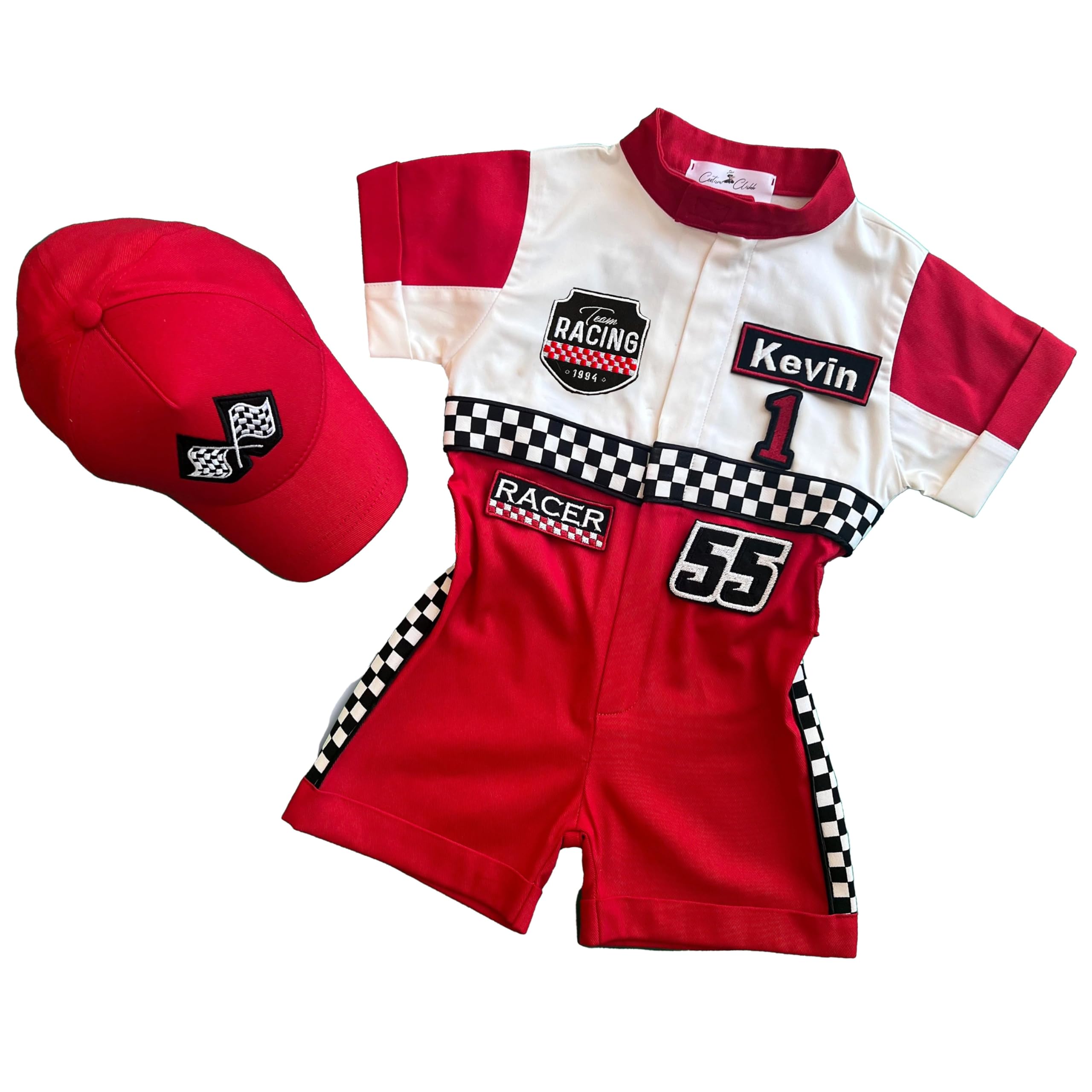 Costumes Club Personalized Handmade Race Car Driver Costume for Toddlers (9-12 Months, Red & White) — image 1