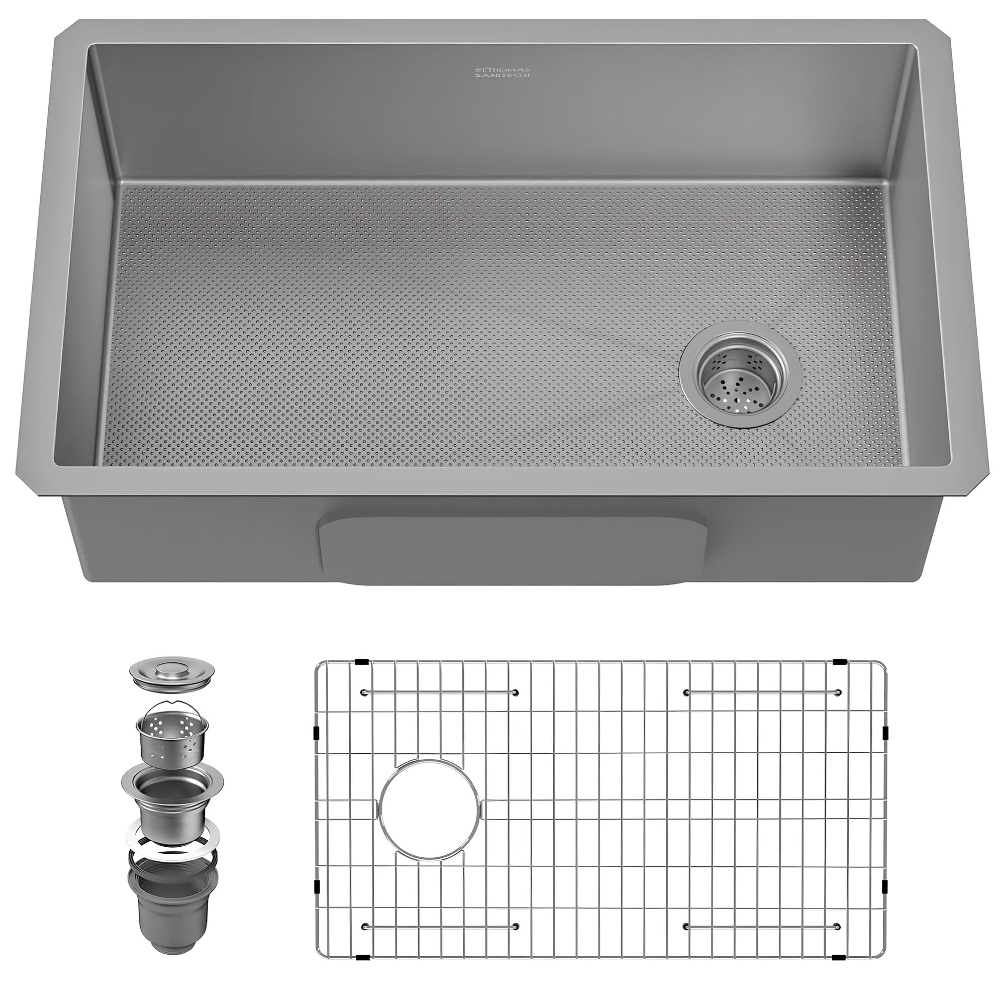 32 Inch Undermount Kitchen Sink, 304 Stainless Steel with Nano Coating, Single Bowl, Modern Design for Workstation, RV, Prep Kitchen &amp; Bar, Drain Assembly Included, 32x19 Inch (Silver)