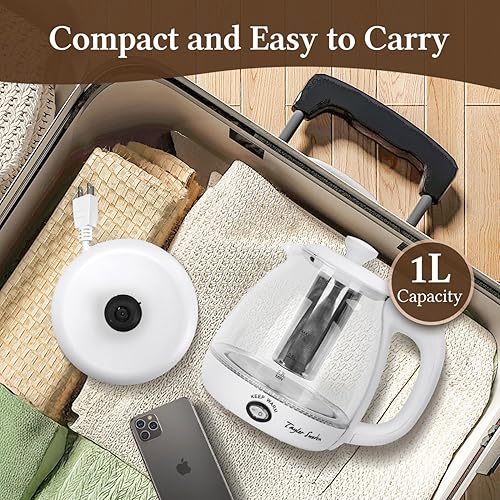 Miniatura 8 de Taylor Swoden Electric Kettle with Tea Infuser, 1L Small Electric Tea Kettle with Keep Warm, LED Light Hot Water Boiler & Heater for Coffee & Tea