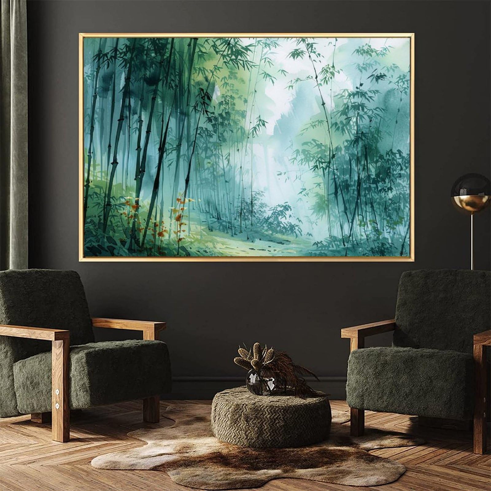 Amazon.co.jp: 絵画 静かな竹林インテリア 絵画 植物イラストアート