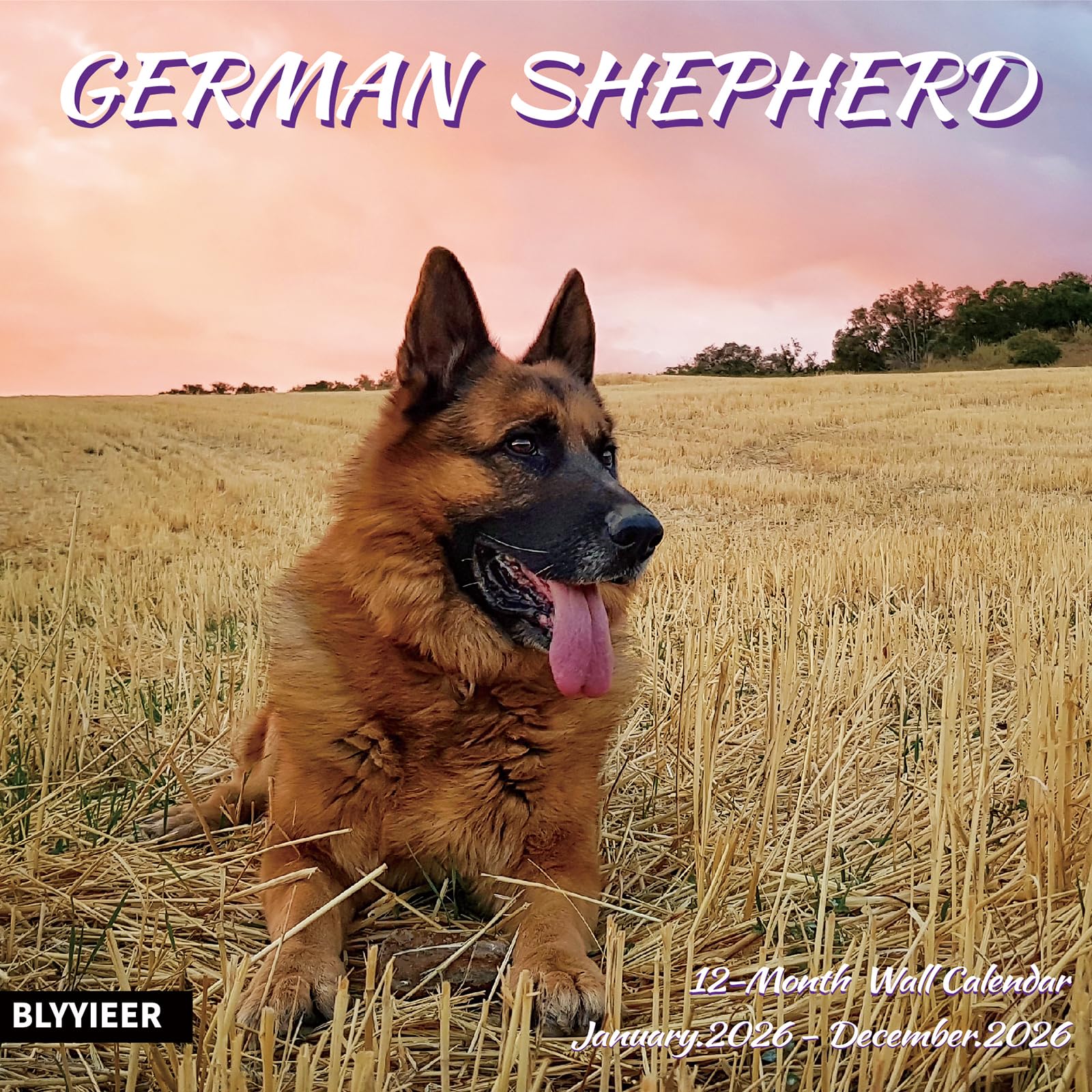 2025-2026 Wall Calendar,GERMAN SHEPHERD Wall Calendar, 12" x 24" Open,Family Planner Calendar Organizer with GERMAN SHEPHERD Images, for Dogs Lovers