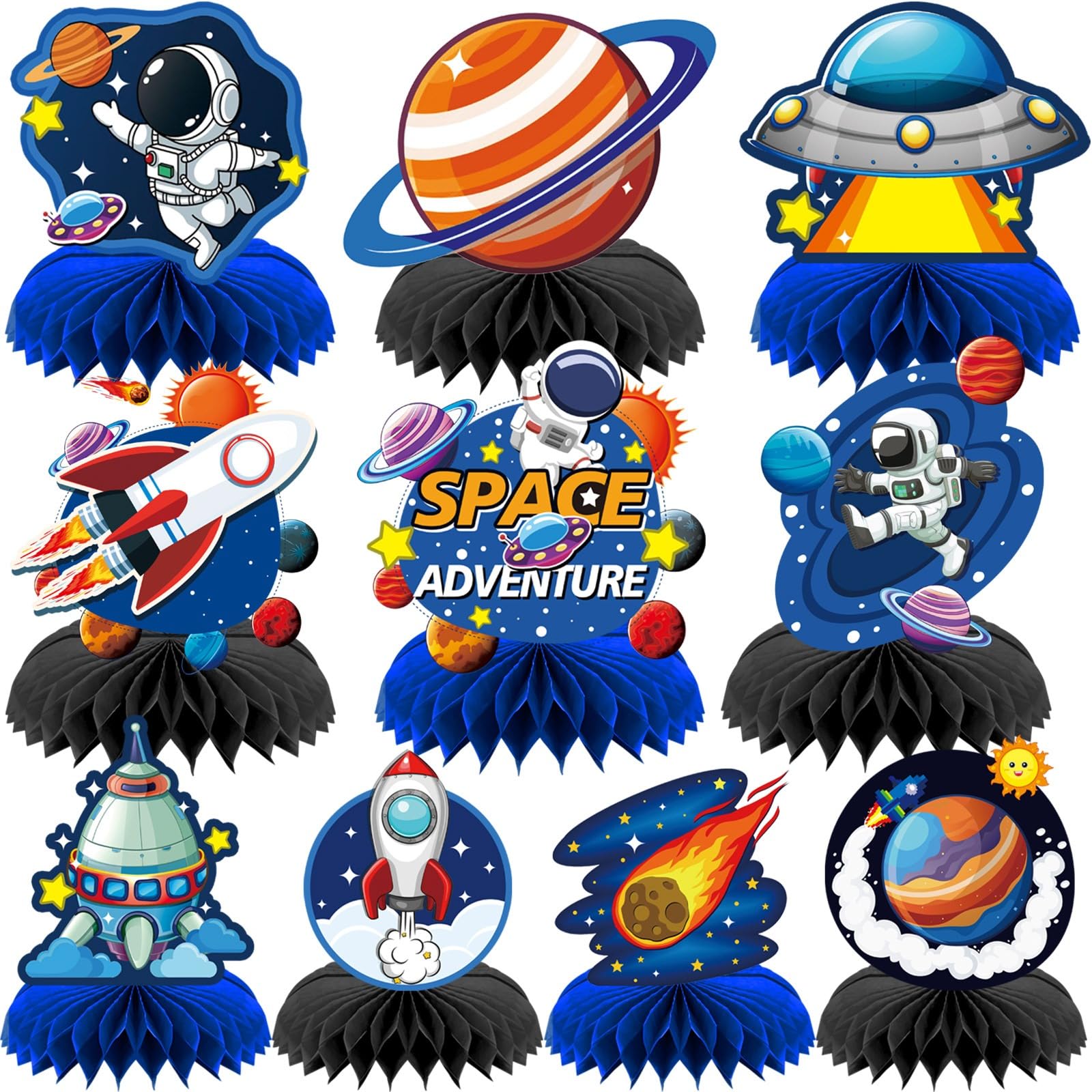10 Pcs Space Party Decorations,Double Sided Space Centerpieces Space Party Favors for Birthday Home Outside Space Planet Themed Supplies