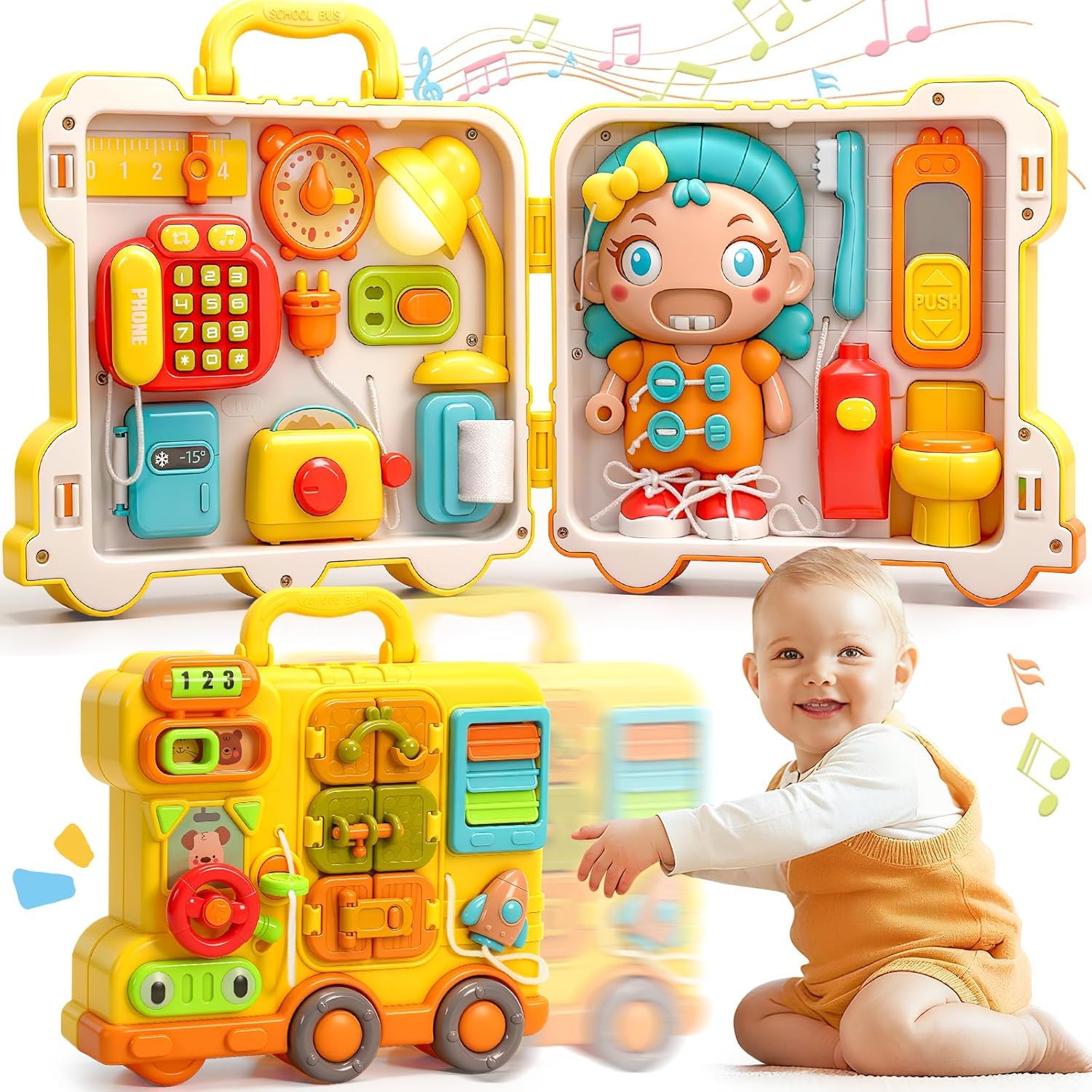 Toddler Toys for 1-2 Year Old Girl Boy Gift, Educational Montessori 1-2Year Old, Busy Board Baby 6-12 Months Age, First Christmas and Birthday