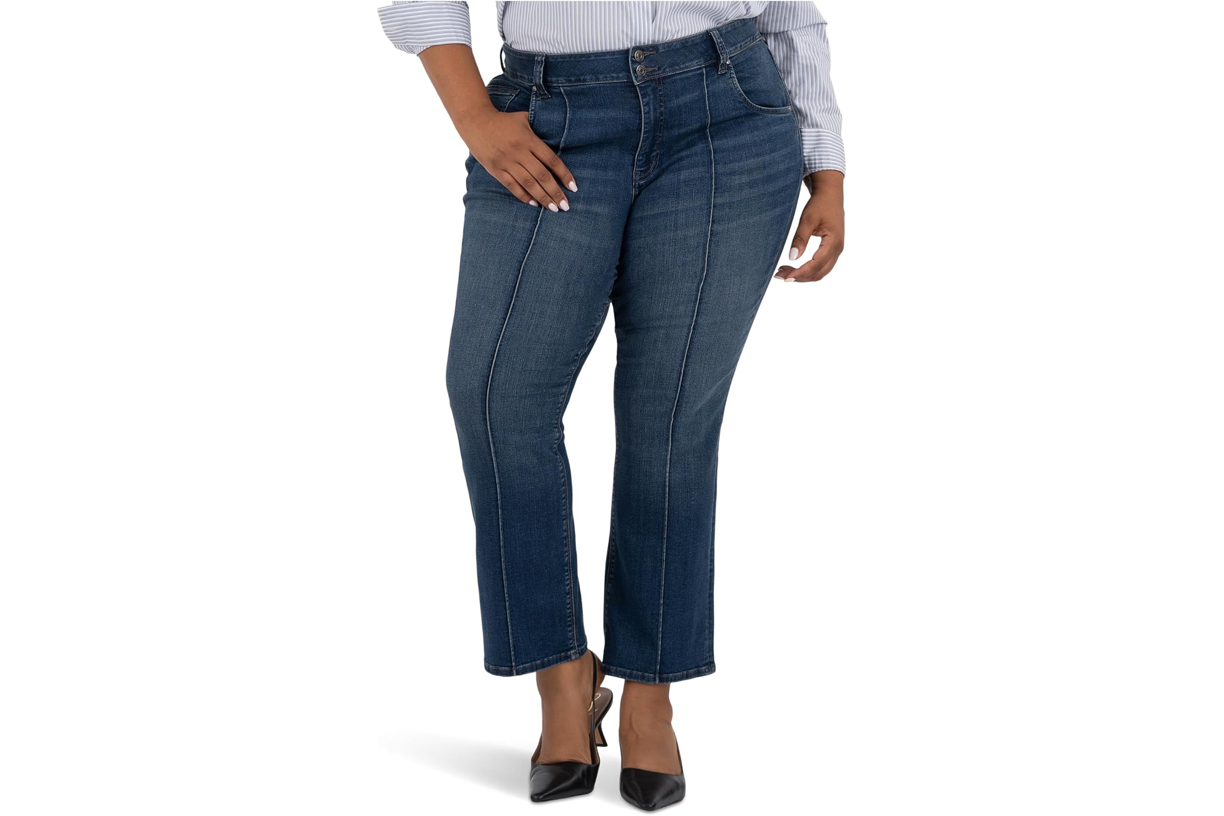 Джинсы KUT from the Kloth Plus Natalie High Rise Bootcut-wide Double Button Waistband With Pintuk