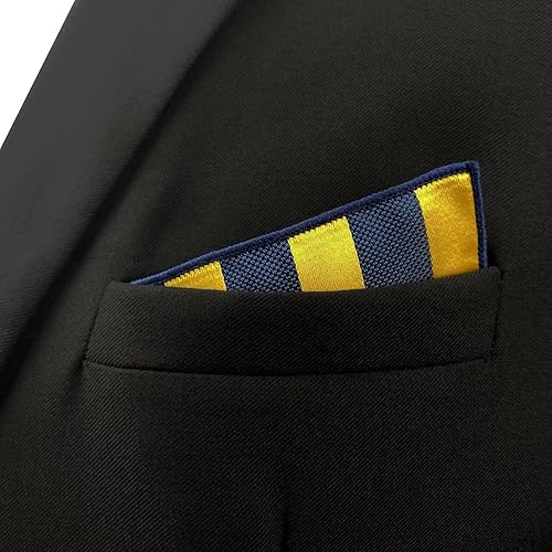 Miniatura 6 de S&W SHLAX&WING Cuadros de bolsillo a rayas para hombre, accesorios de rayas amarillas y azul rey, Varios colores
