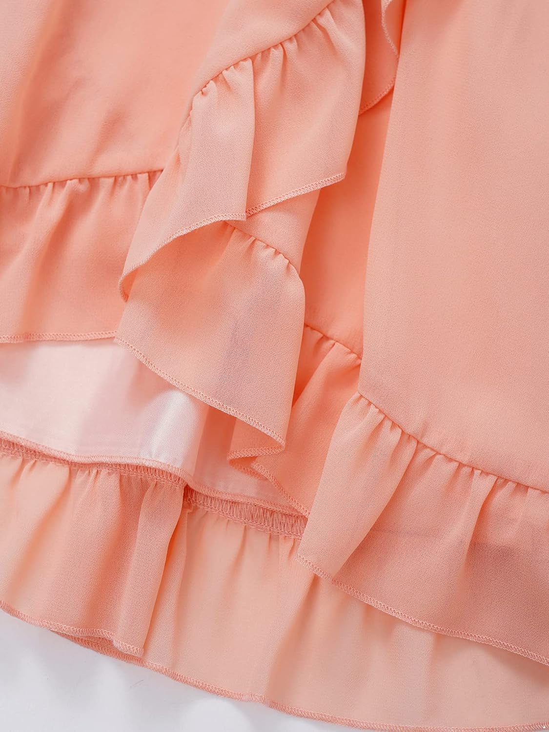 Freebily Kids Girls Chiffon Ballet Dance Skirt Solid Color Tiered Ruffle Skirt Elastic Waist Slit Front Skirt Casual Outfit
