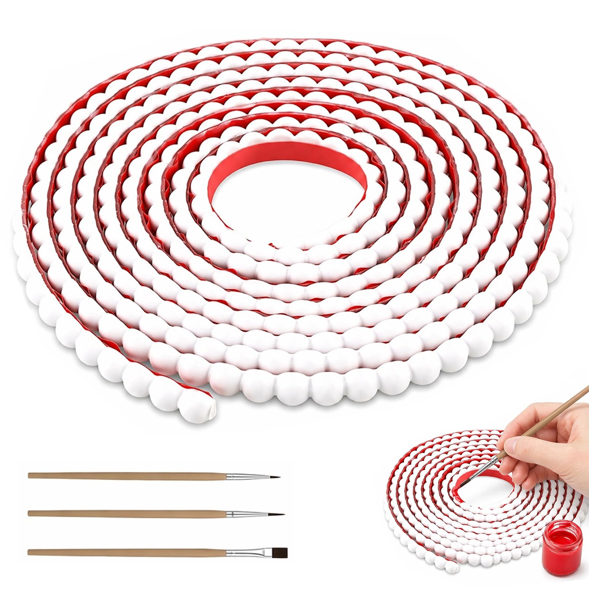 Peel and Stick Moulding Trim,118 in PVC Decorative Bead Pearl Wall Molding Trim Flexible Peel and Stick Wall Trims for Walls Cabinet Bathroom Mirror Frames Background(White, W:15mm × T:7.5mm)