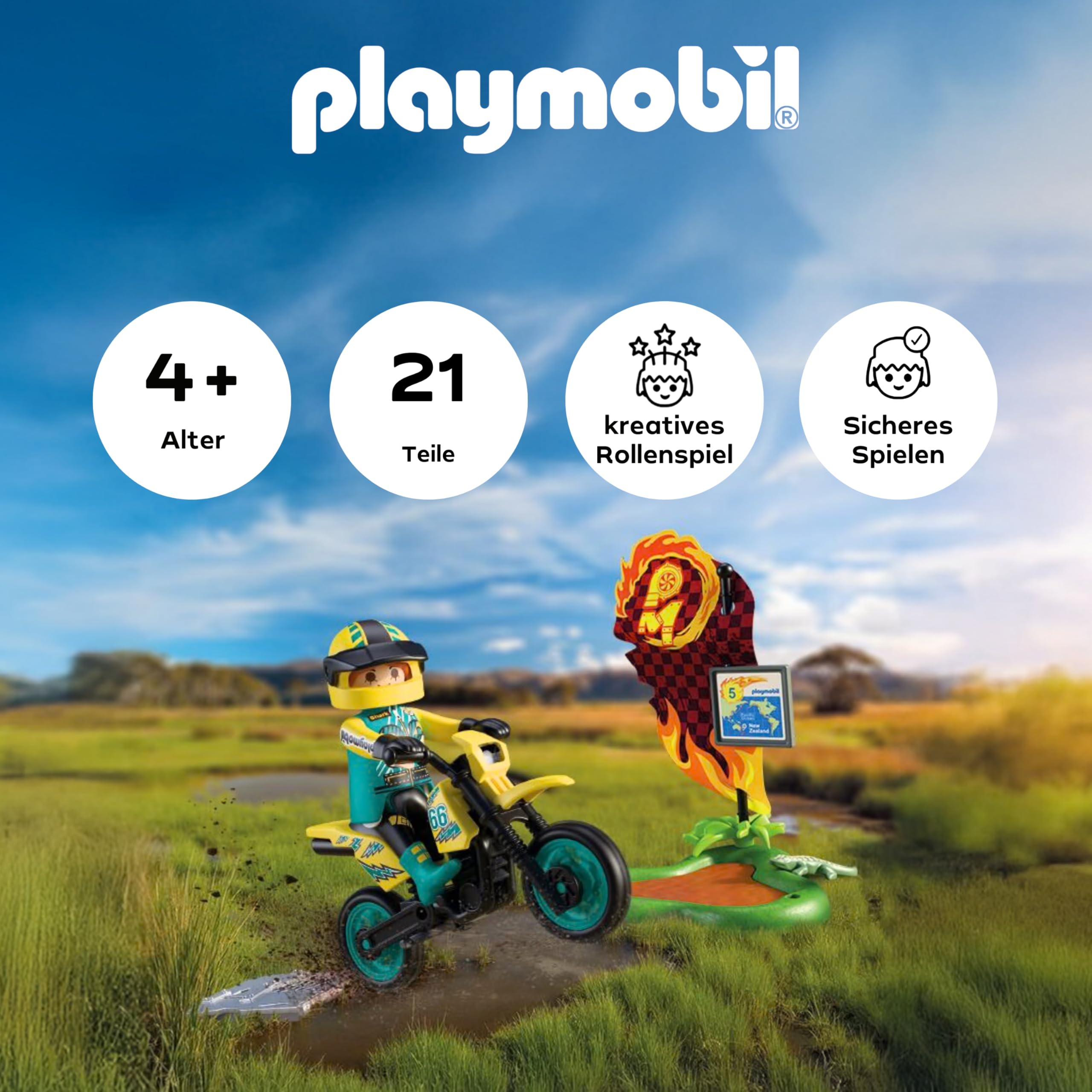 PLAYMOBIL | Cars | Offroad Motorrad | Motocross-Bike mit Sprungrampe | Motorrad Kinder Spielzeug ab 4 Jahren | 72065 - 3