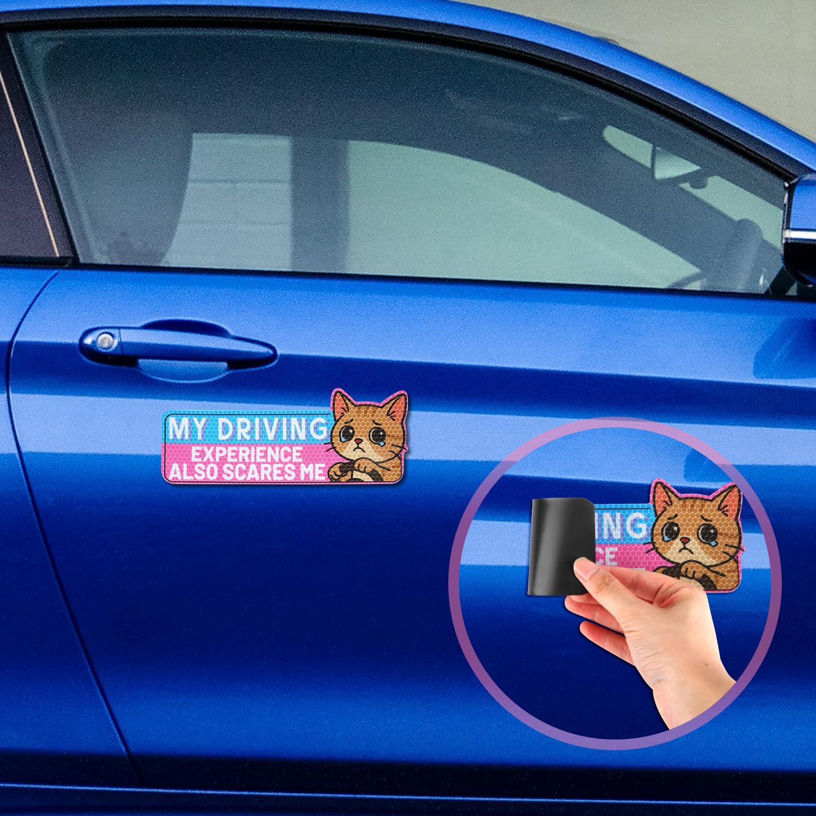 lasuroa 4pz Magneti per Auto Neopatentati, Magneti Auto a Forma di Gatto Principianti Simpatici per Neopatentati Cartello Riflettente