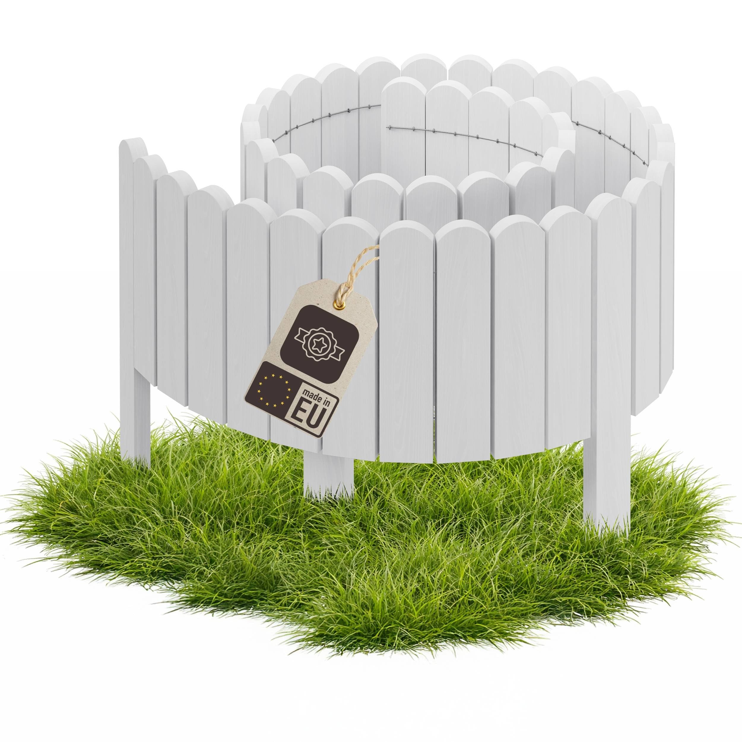 be4nature Flexible Wooden Garden Border 10 x 200 cm Alpine White pressure treated roll border lawn edging decorative garden fence palisade bed edging