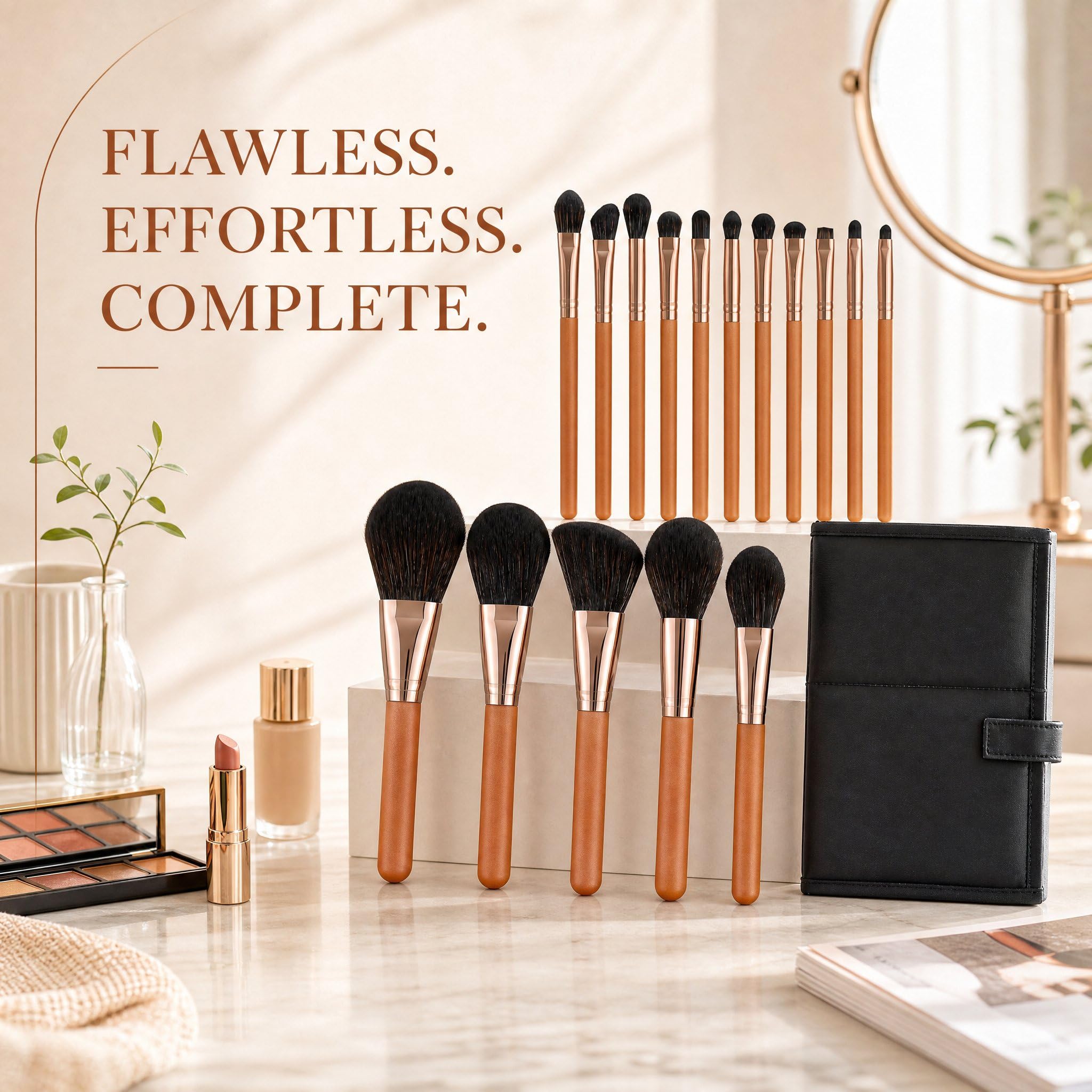 Set 17 Brochas Maquillaje Diario, Pelo sintético suave, Brochas cosméticas, Rutina belleza diaria, Para estudiantes, style to 1