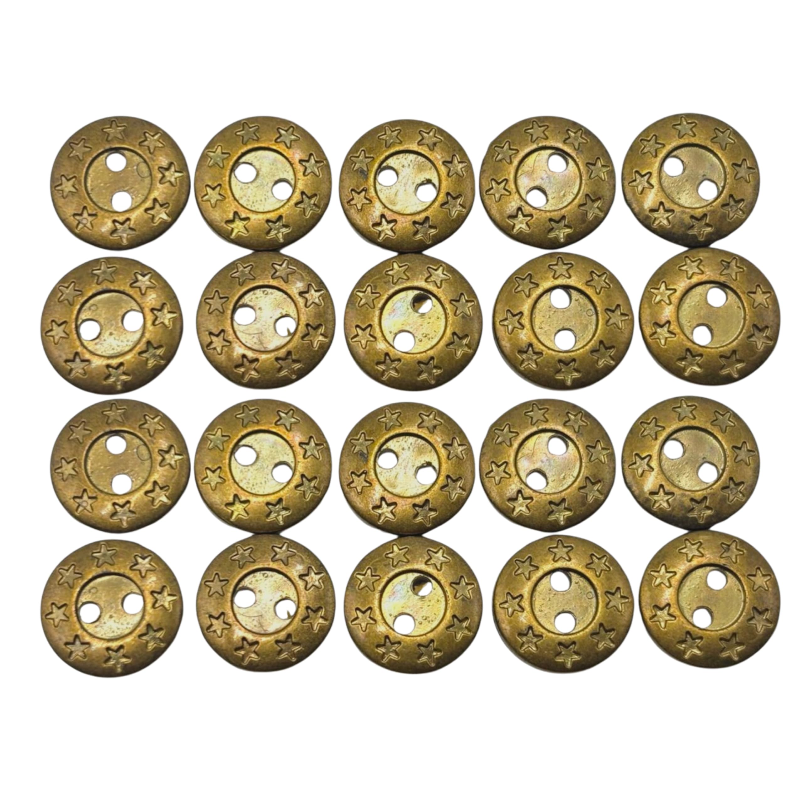 REENA Shirt Button Star Bronze 20 Fancy Synthetic Resin PVC Material Button Designer Buttons for Coats Shirts Blazers (Shirt Button Star Bronze 20)