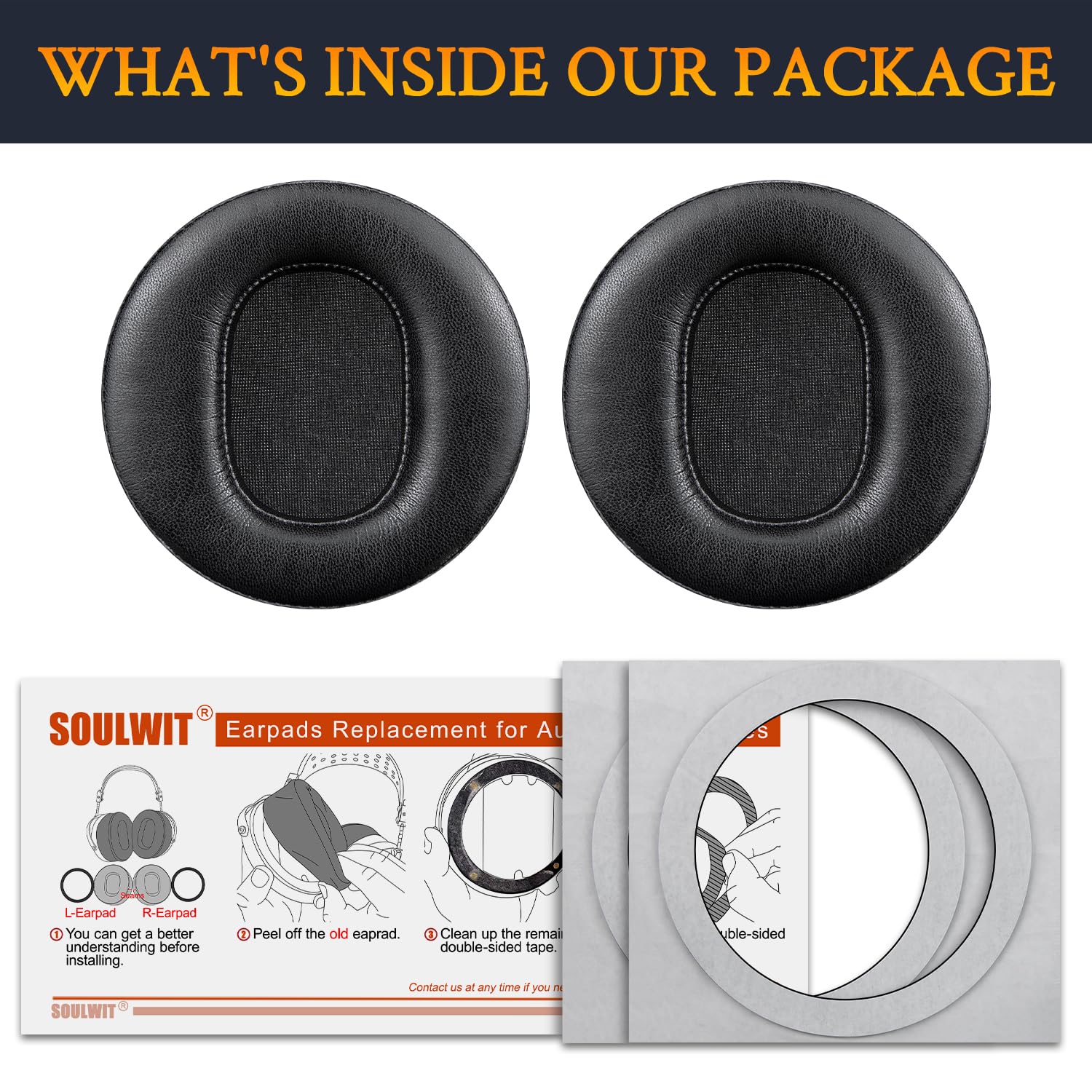 SOULWIT Cuscinetti Auricolari Ricambio per Audeze LCD-2, LCD-2C, LCD-3, LCD-4, LCD-4Z, LCD-MX4, LCD-X, LCD-XC Cuffie, Cuscini con Morbida Pelle Proteica e Schiuma di Memoria ad Alta Densità - Nero