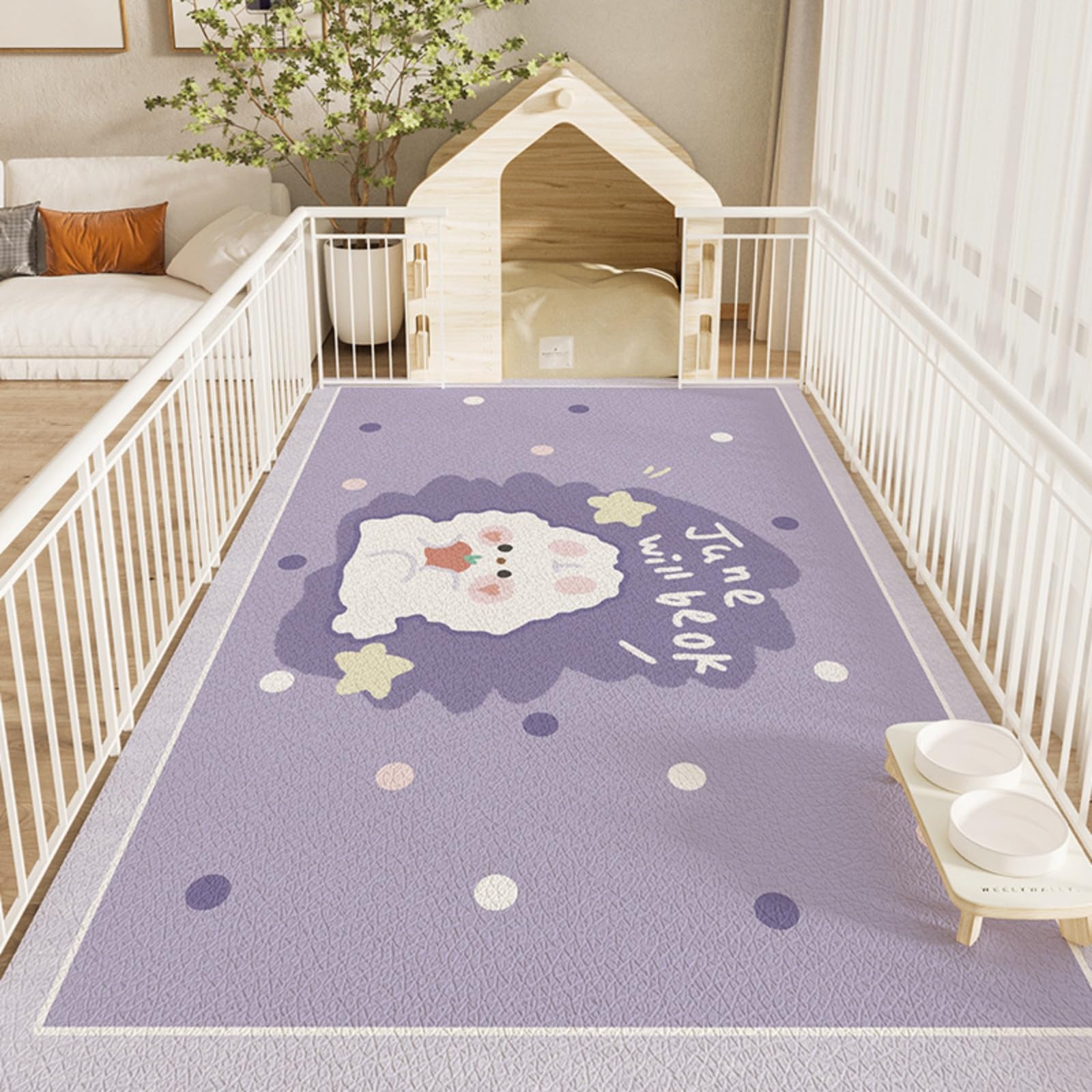 Hixingo Tappetino Ciotola per Cane e Gatto Assorbente, Tappetino Sottociotola per Gatti e Cani Grande Tappetini Lavabile in PVC Impermeabile e Antiscivolo (Coniglio bianco,120 * 160cm)