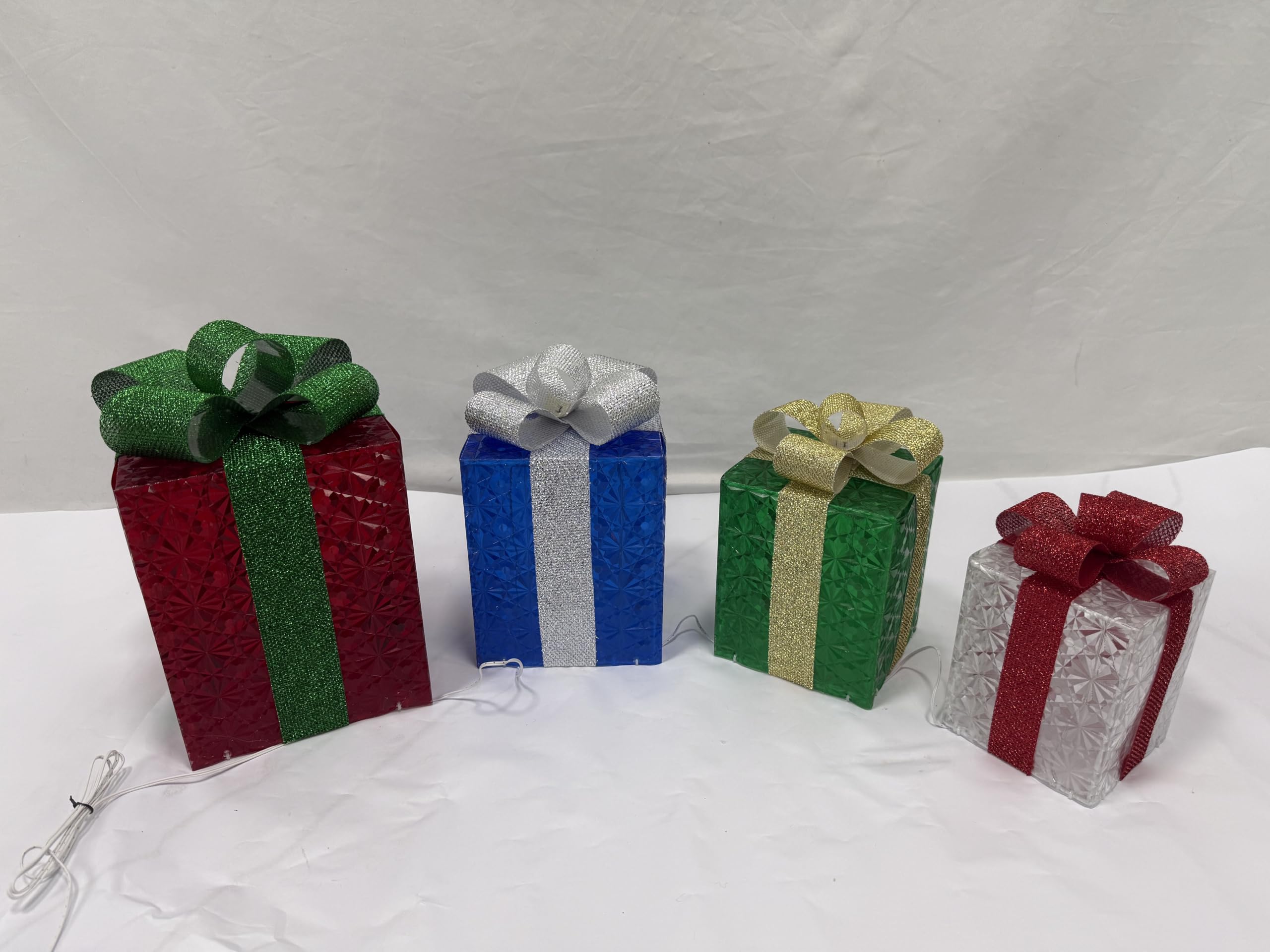 Lot de 4 boites lumineuses décoratives avec nœud