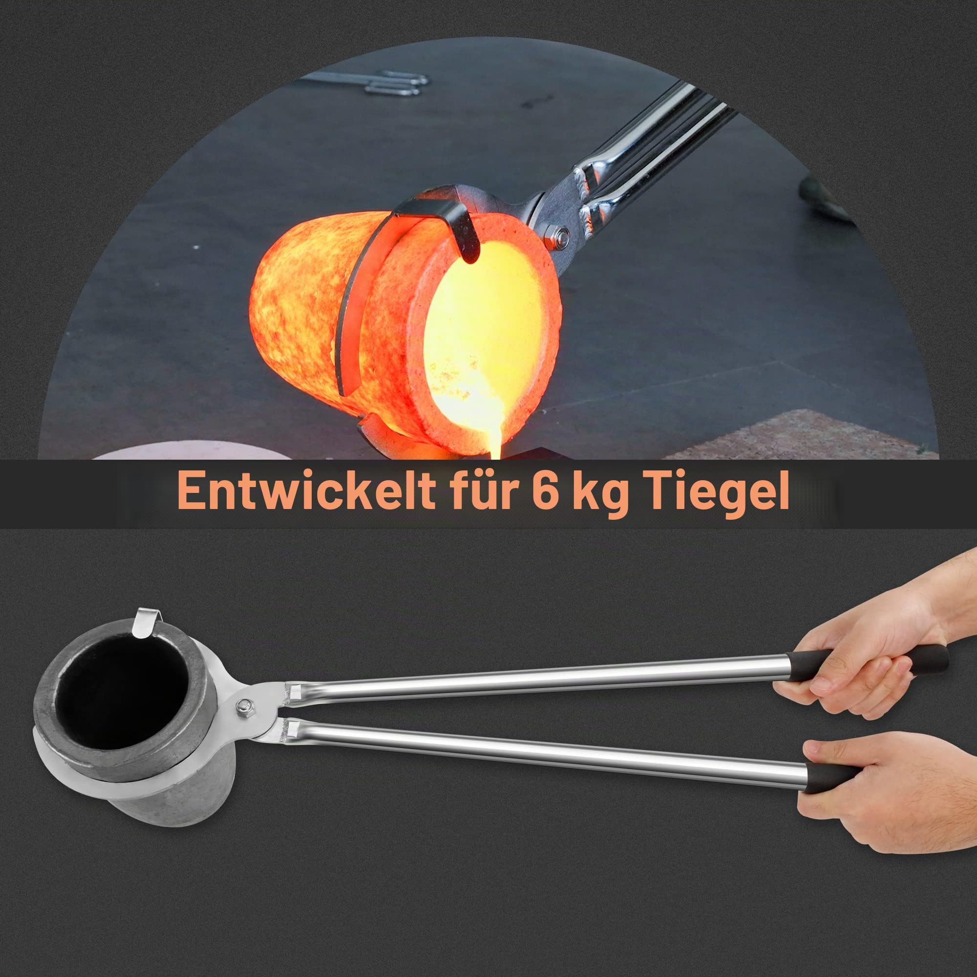 6 kg Propangas-Schmelzofen-Set, bis zu 1400 °C, aus Edelstahl-Fass, schmelzendes Metall, mit Graphit-Tiegel, Barrenform und Hochtemperatur-Handschuhen
