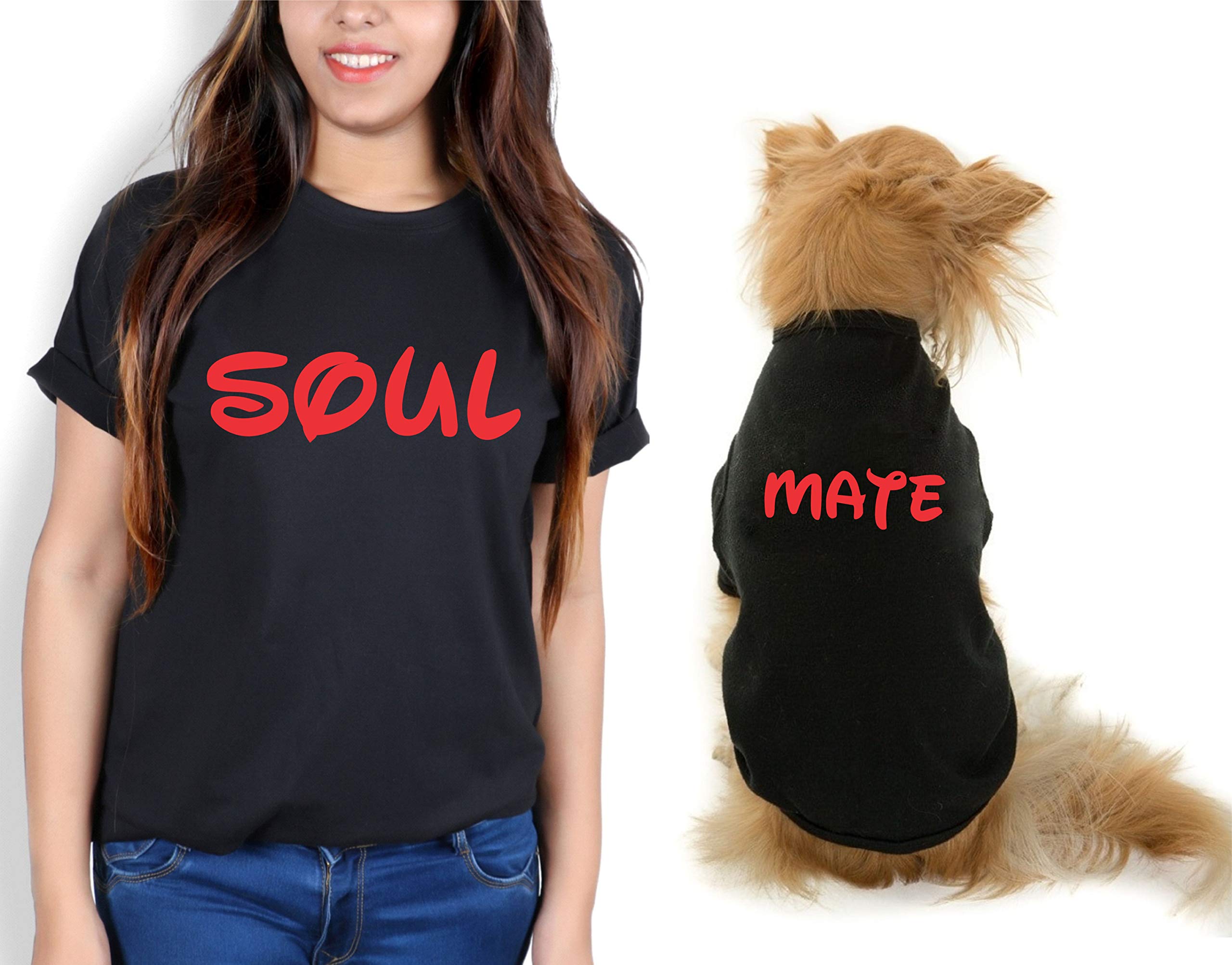 The Tee Shop Pet & Parent Matching Pair-up Cool Funny Quote Printed T-Shirt for Dog Cat Owners | Soul Mate (Human - S, Pet - S) (B08Y5GHB1L) Amazon Price History, Amazon Price Tracker
