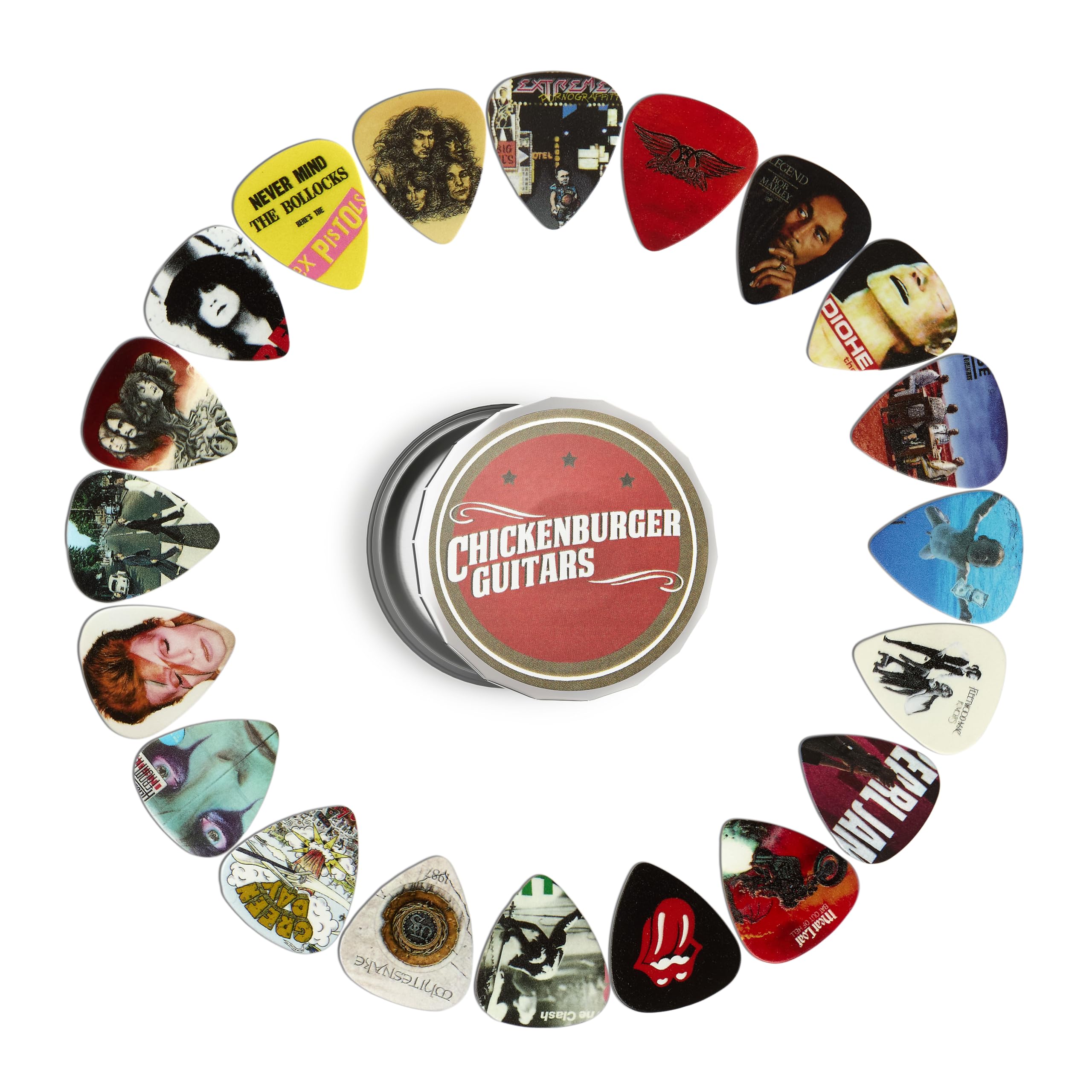SET2 Guitar Picks x 20 Cool Guitar Album Cover Custom Picks Plectrums, Multicolored, Standard (0.71mm)