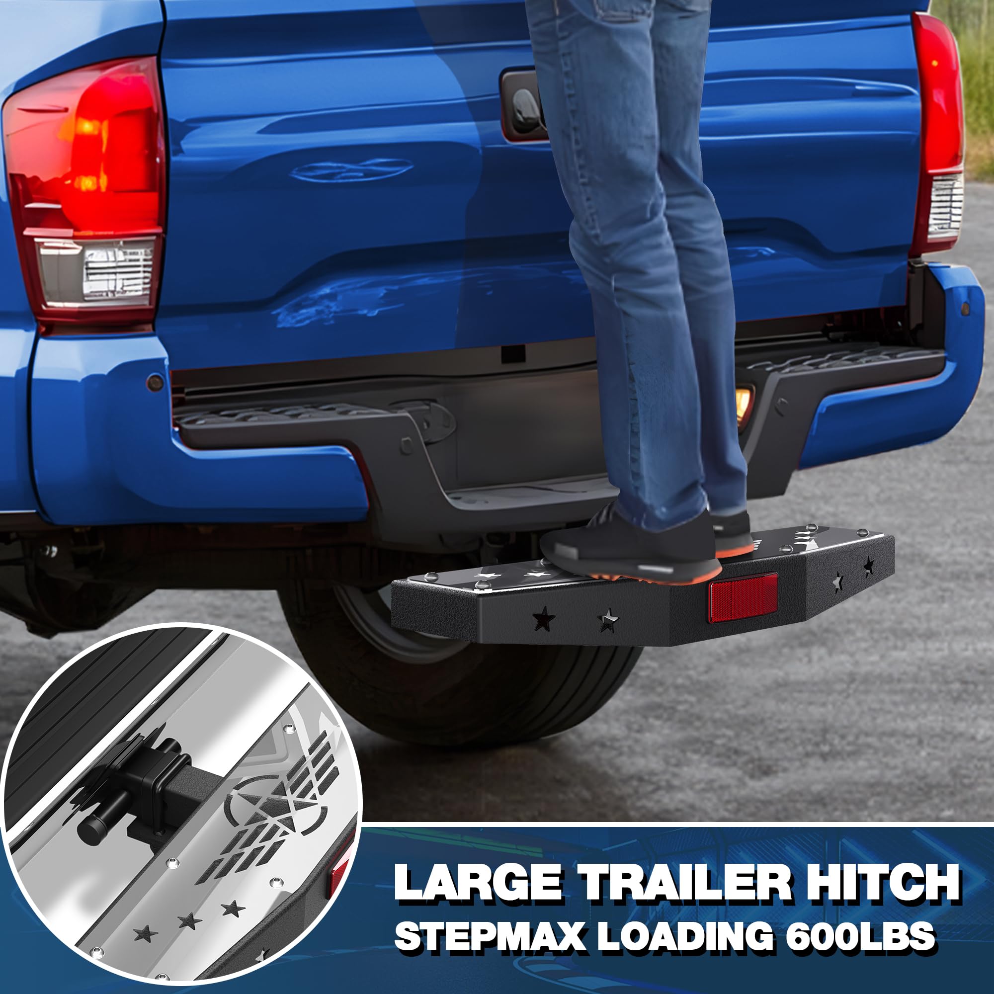 2 Inch Receiver Step POFENZE Hitch Step Bumper Guard - 2" Receiver With ...