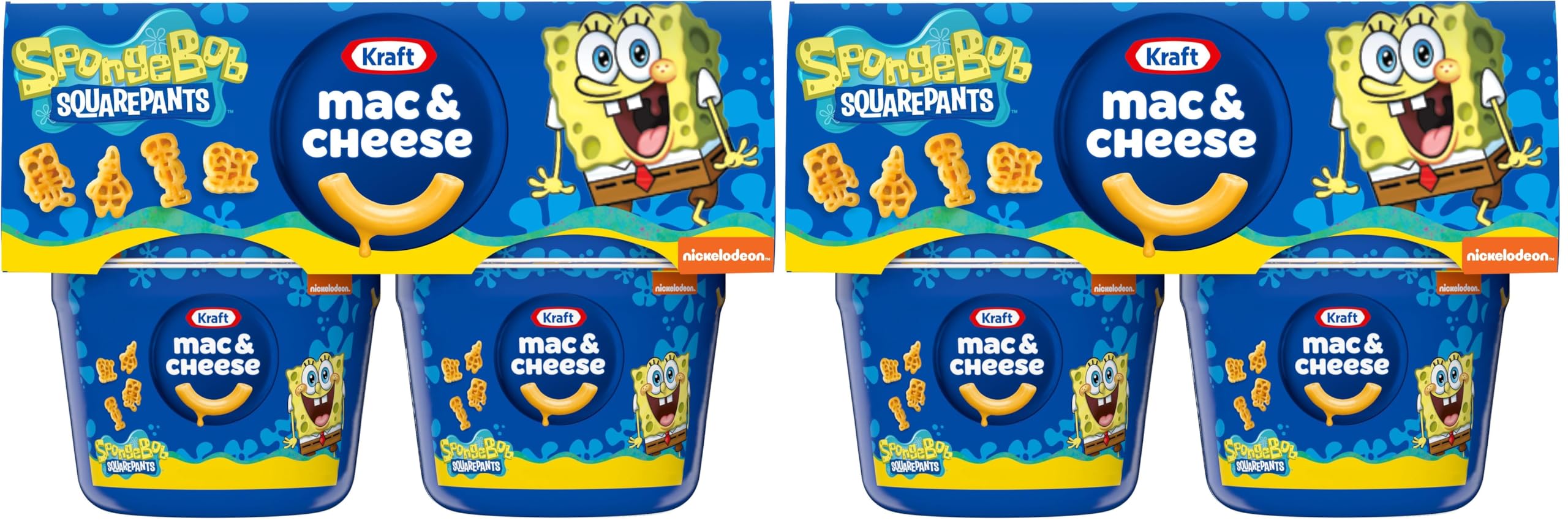 Kraft Mac & Cheese Cups Macaroni and Cheese Microwavable Dinner SpongeBob SquarePants, 4 ct Pack, 1.9 oz Cups (Pack of 2)
