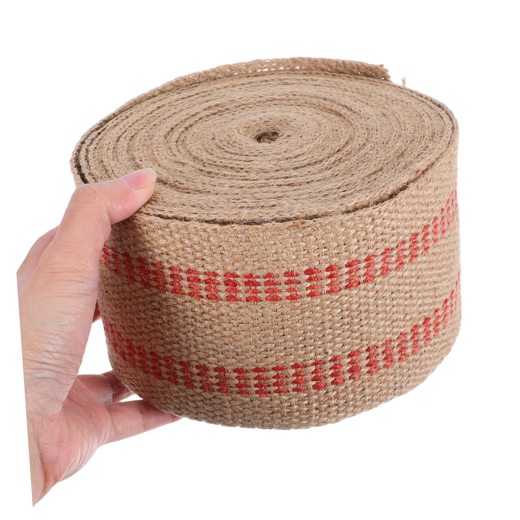 TEHAUX Gurtband Polsterstoff mit Streifen Stuhlreparatur Roten Jute für Optik aus Strapazierfähiger Vintage und Handarbeiten für Selbstgemacht Projekte