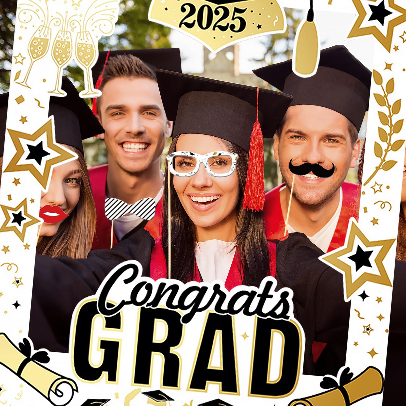 Accessoire Photo Photobooth 2025 Kit 35 Accessoires Photobooth AIBAOBAO - Thème Graduation Noir & Or - Pour Fête Diplôme Kit Photobooth Porte Clef Photo Transparent Accessoire Photo Photobooth 2025 Kit 35 Accessoires Photobooth AIBAOBAO - Thème Graduation Noir & Or - Pour Fête Diplôme Kit Photobooth Porte Clef Photo Transparent
