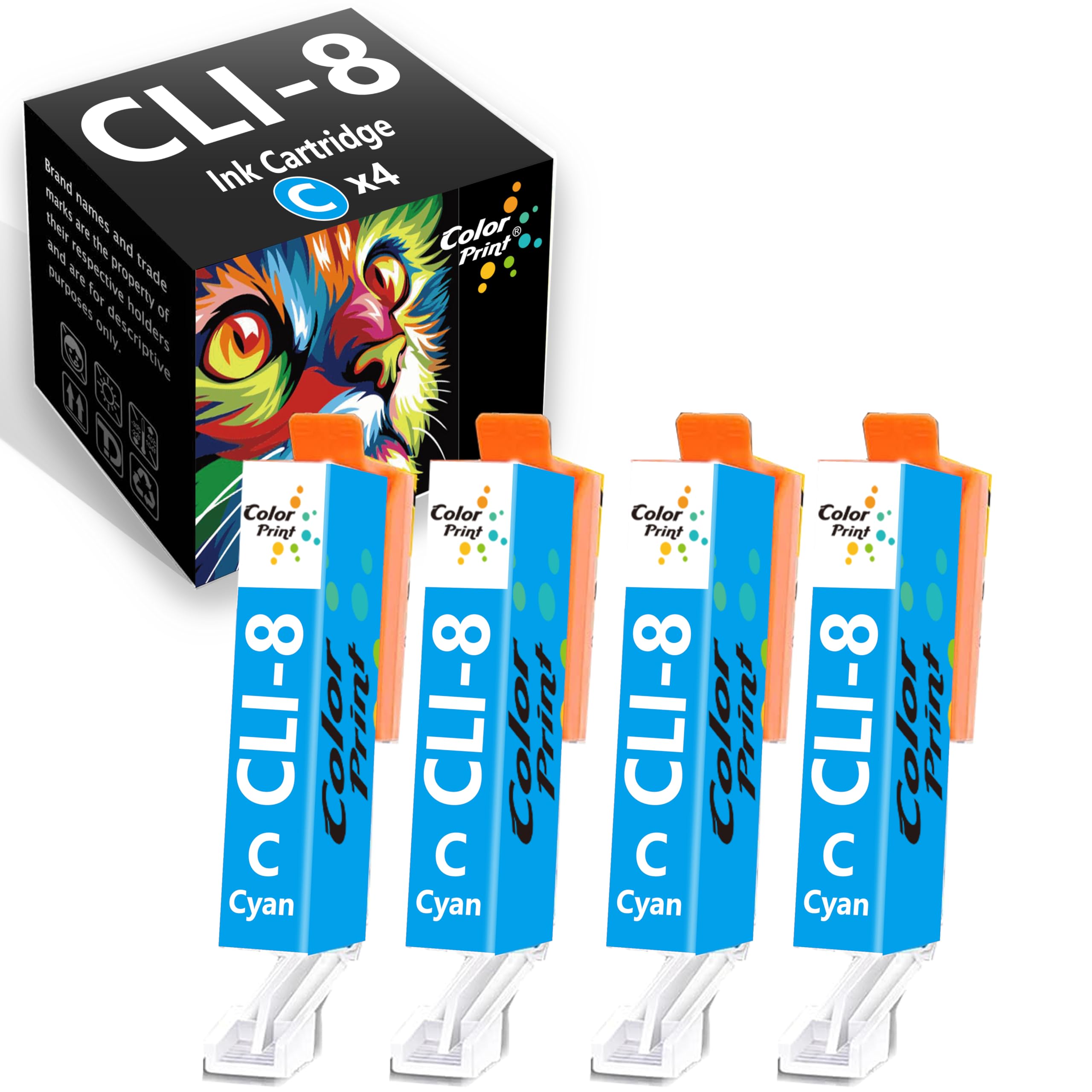 Color Print Compatible CLI-8C Ink Cartridge Replacement for Canon CLI8 Ink CLI-8 CLI 8 for PIXMA Pro9000 MP960 iP4500 iP4200 MP500 iP6600D iP6700D