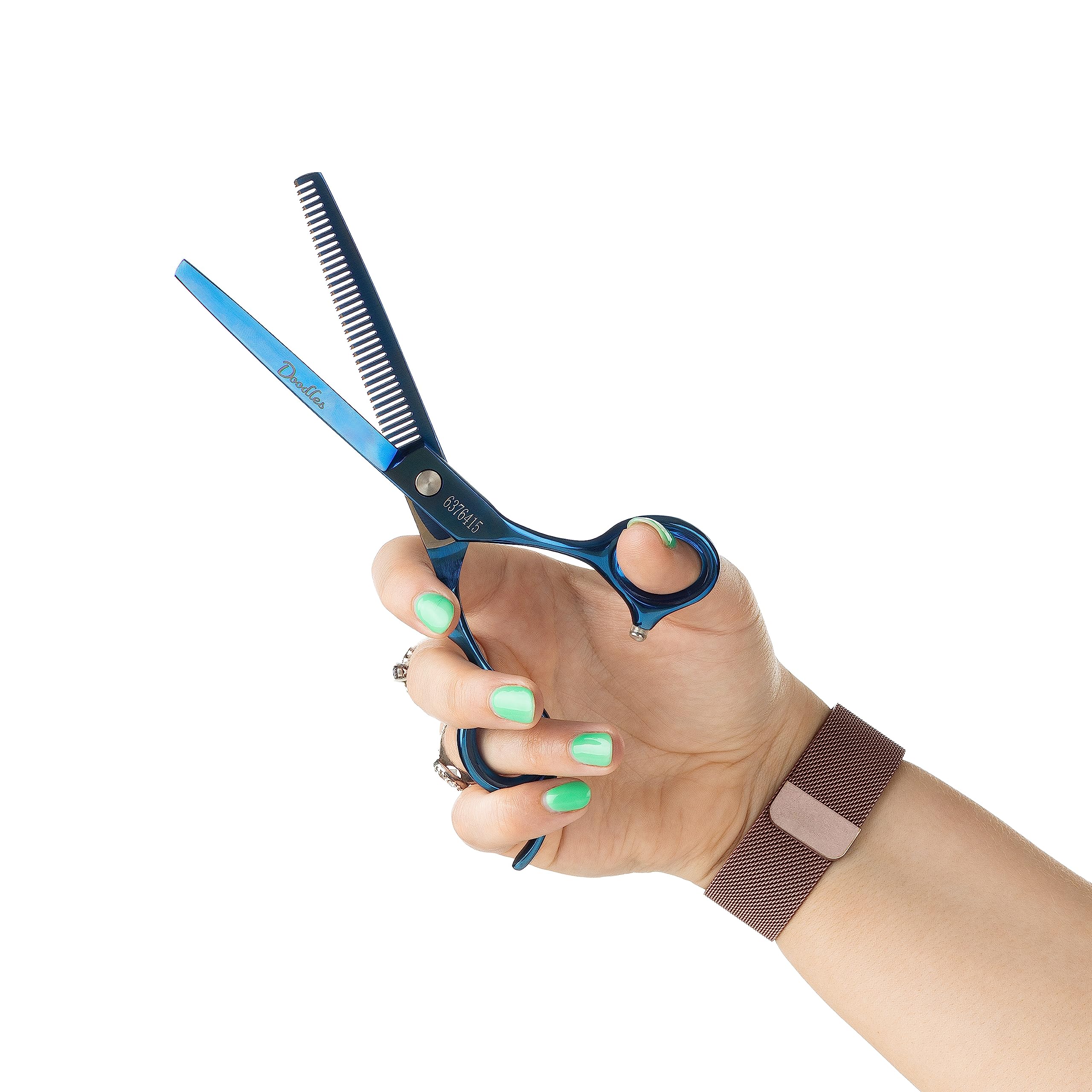 Mikki Doodle, Tijeras para Perros y Cachorros, afiladas y duraderas, Cuchilla semiconvexa, Puntas romas de Seguridad, Tornillo de tensión Ajustable para Mayor Control y precisión, 16.5cm (6.5")