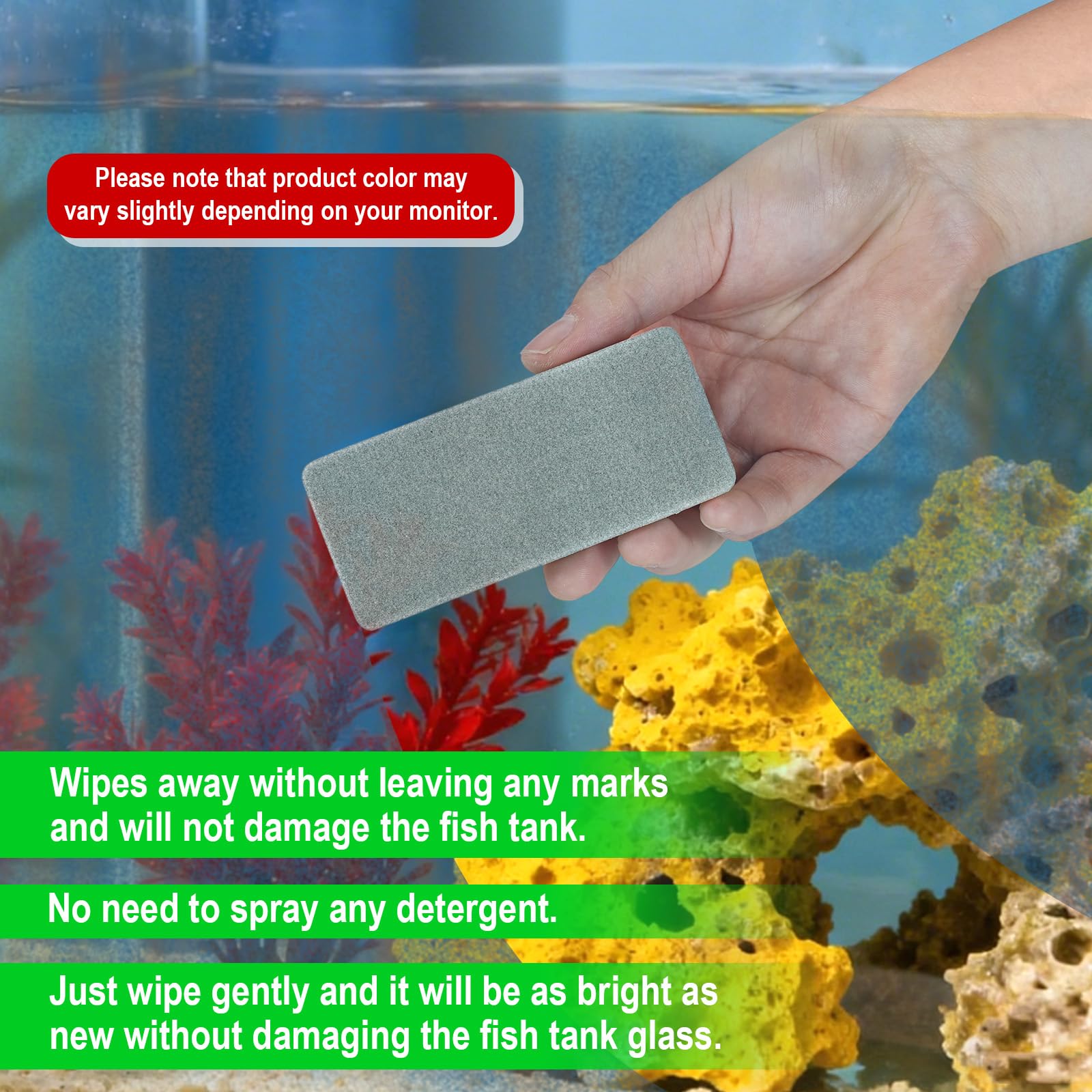 4pcs Double Face Brosse Nettoyage Aquarium, EVA Brosse Éponge Bac à Poissons Nettoyeur Récurant Outil Nettoyage Aquarium pour Bac à Poissons & Cuisine Maison (Vert)