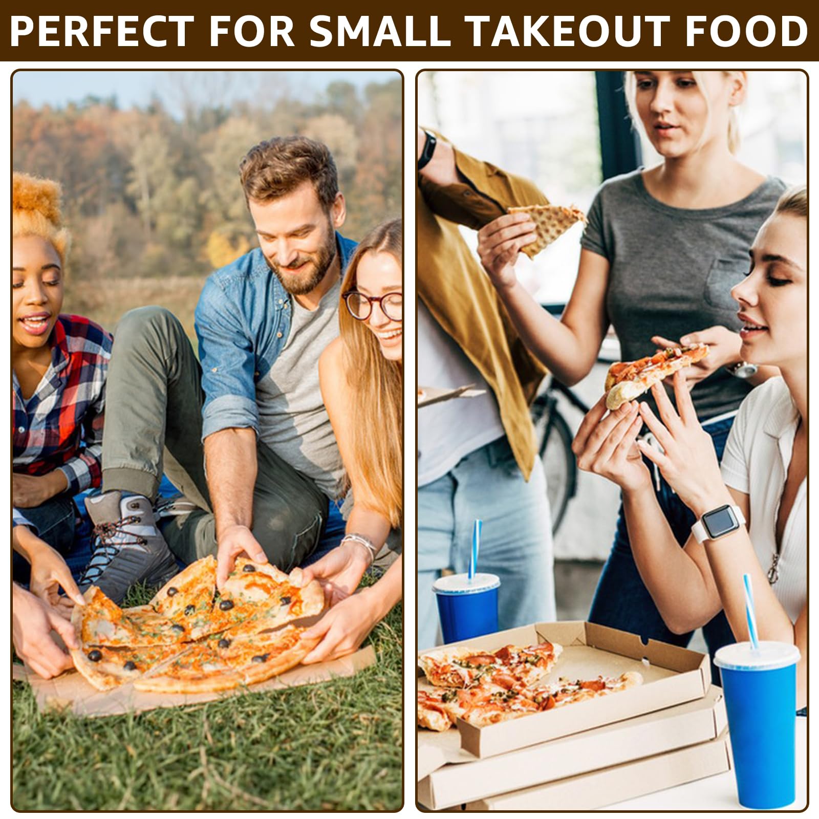 RHBLME Confezione da 30 scatole per pizza, 24 x 24 x 4,5 cm, scatole per pizza grandi, scatole per pizza quadrate portatili, scatole per pizza ondulate resistenti al grasso, mantengono fresca la pizza