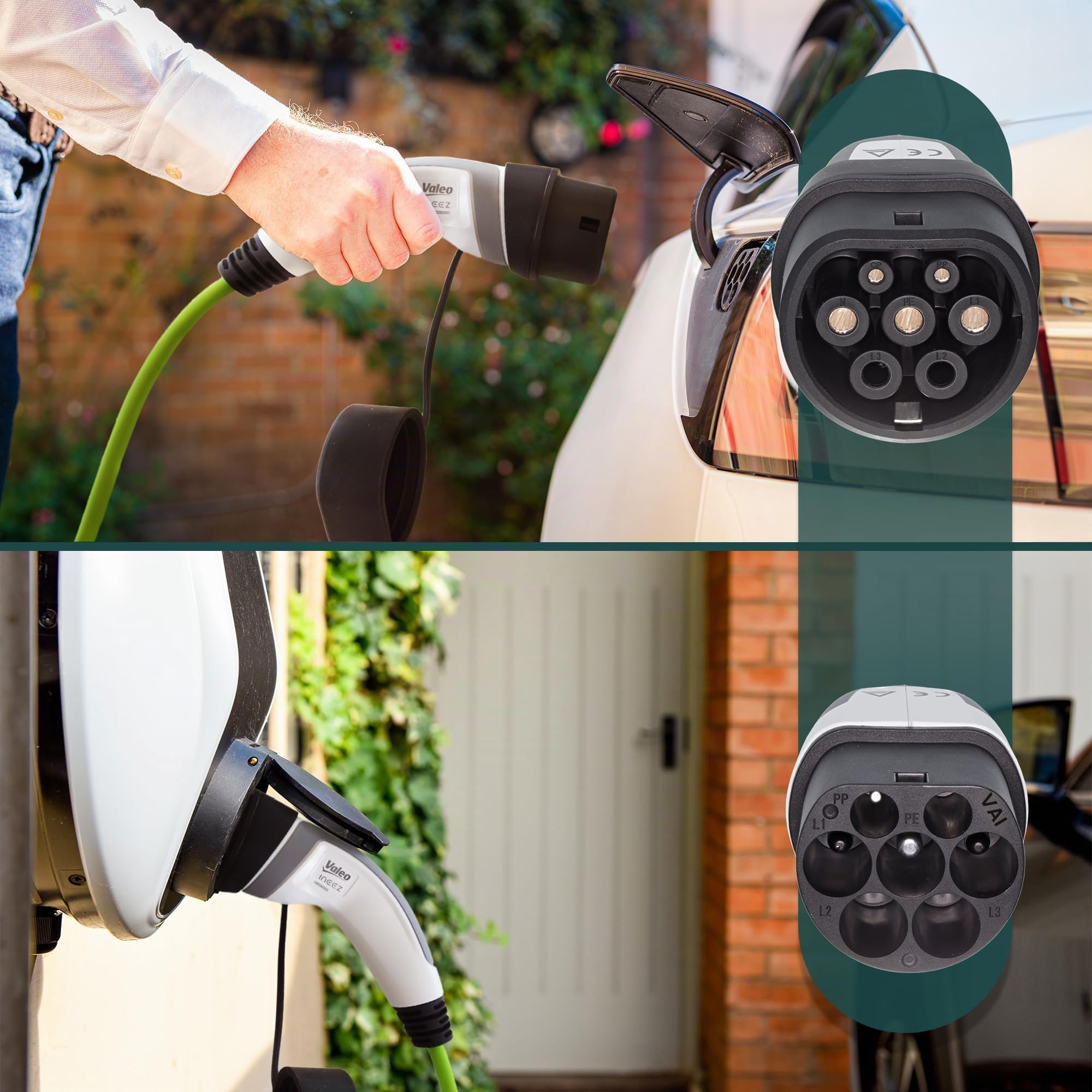 Valeo Ineez 652105 - Cavo di Ricarica per Veicoli elettrici o ibridi Plug-in con Borsa per Il Trasporto, Tipo 2 su Tipo 2-22 kW, 5 Metri