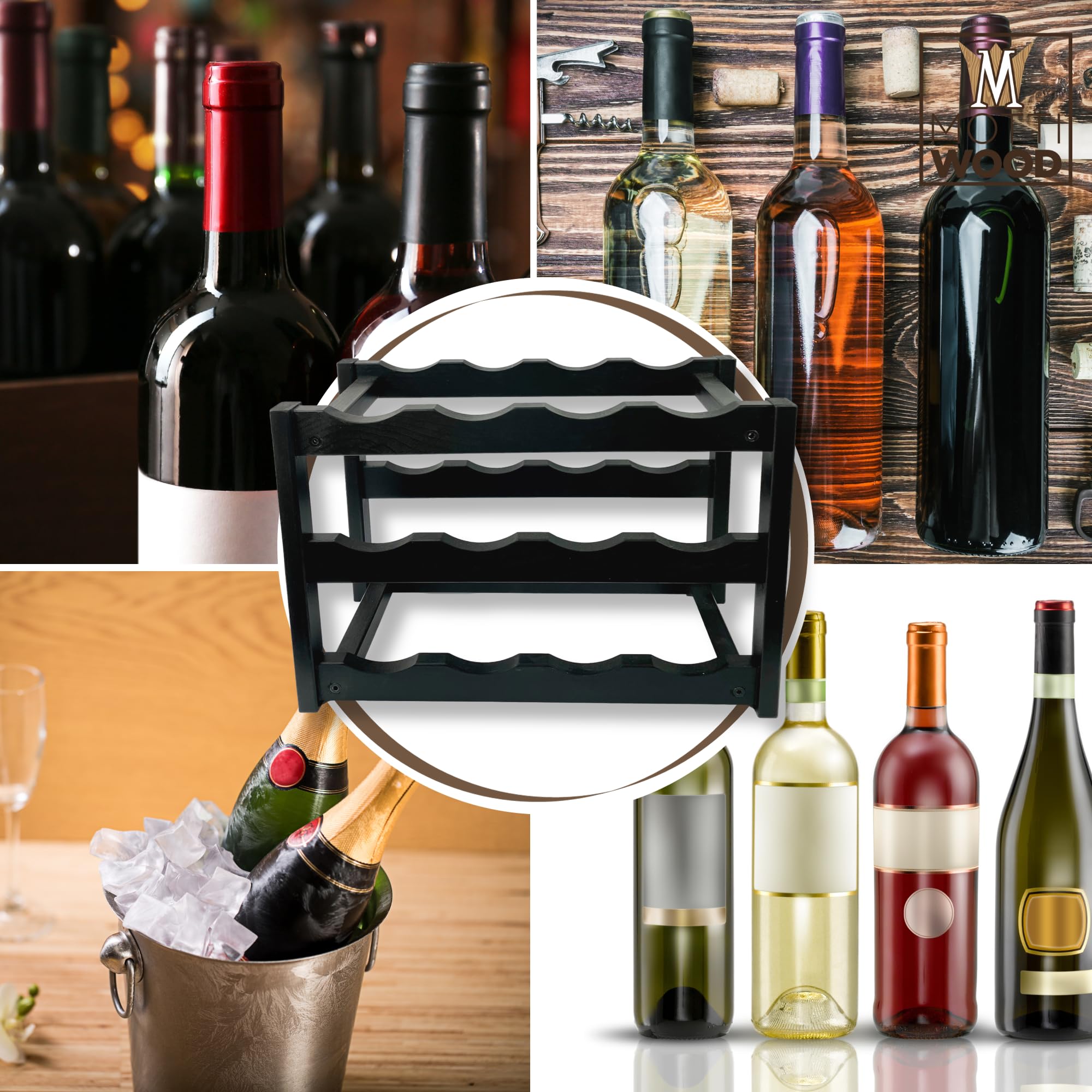 Cantinetta Per Vino In Legno Di Noce - Per 12 Bottiglie | 42x21x28 Cm | Stile Rustico - Foto 11