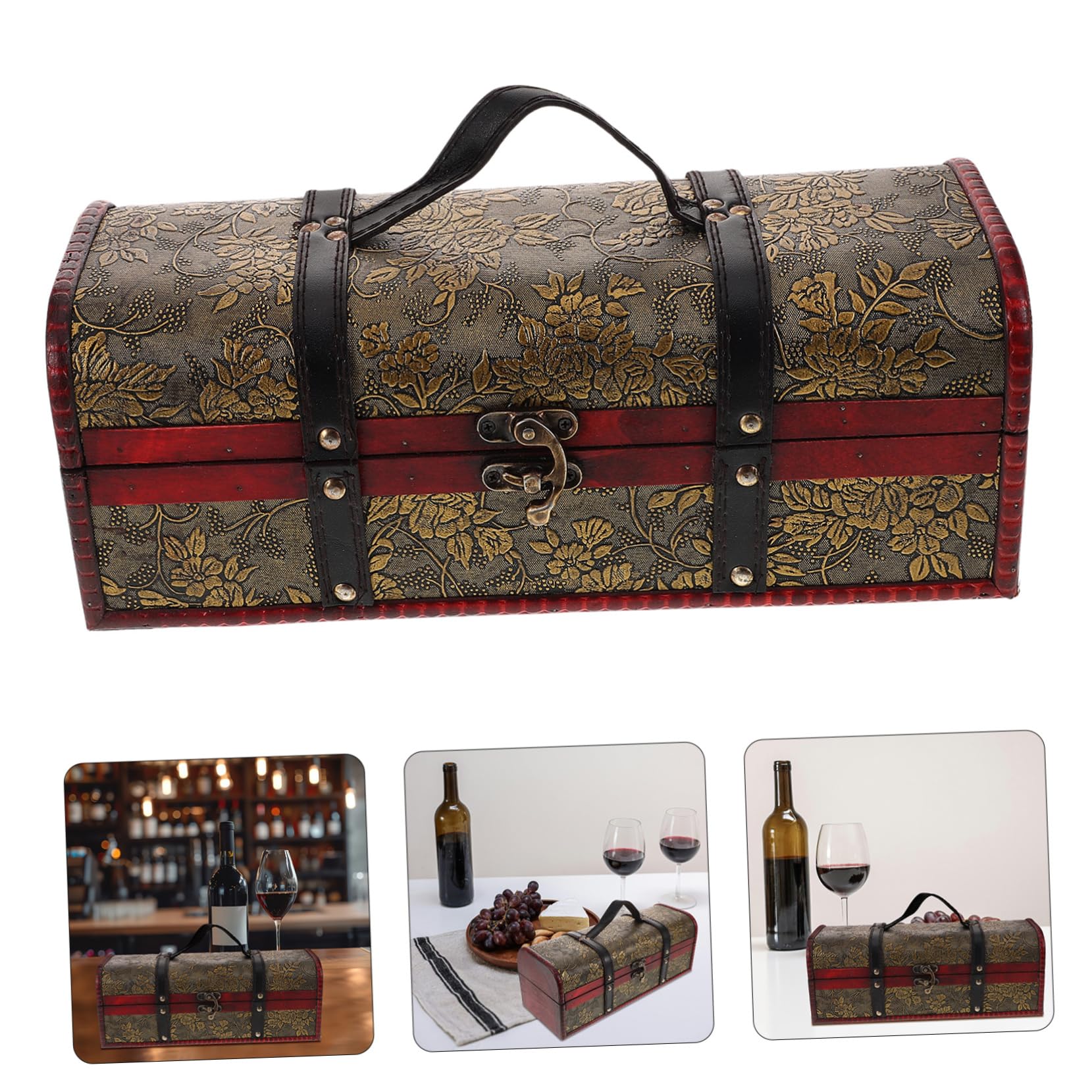 GLEAVI Scatola Vino Retro con Maniglia Confezione per Bottiglie da Vino per Regali e Speciali Sicura Viaggi