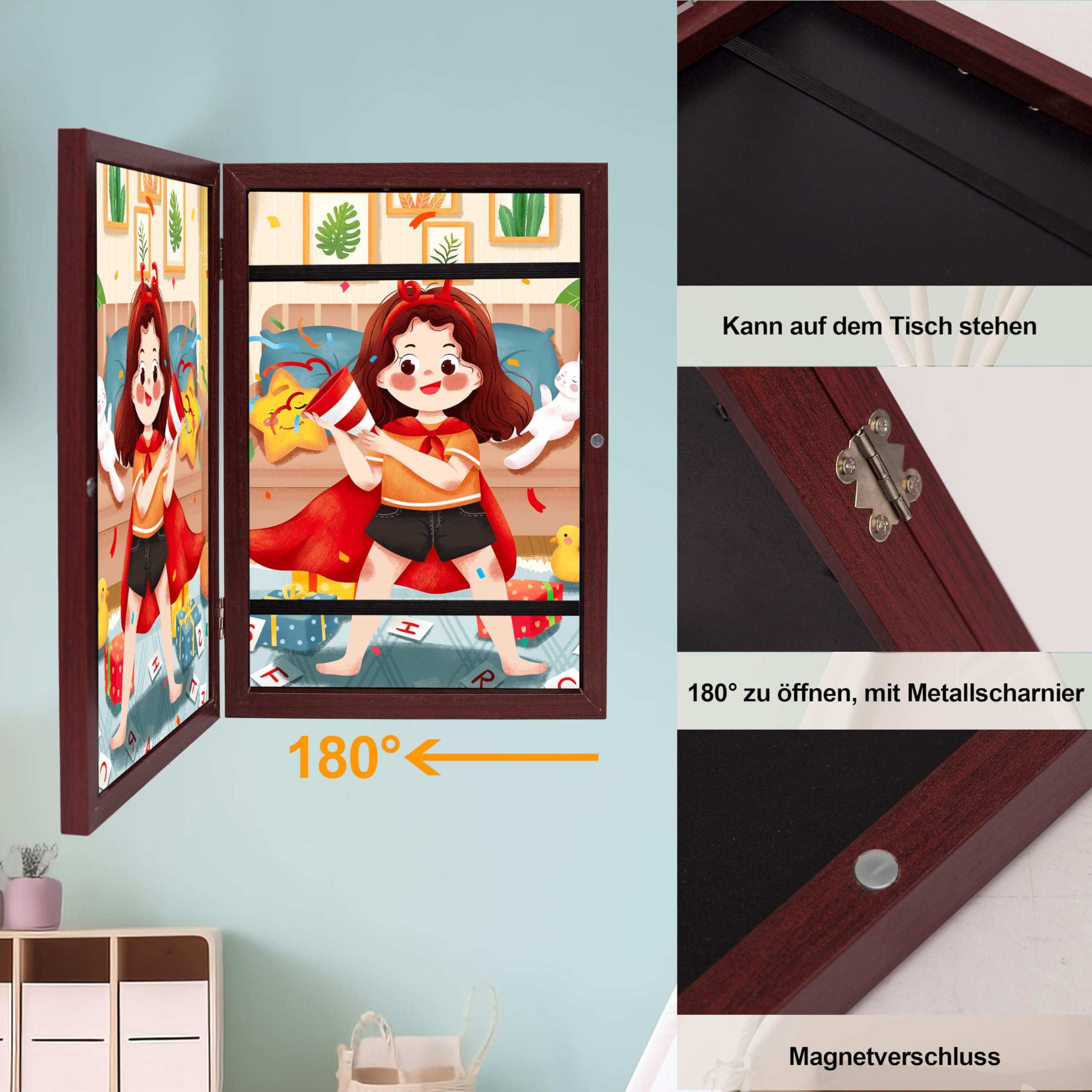 farout! Kinder Kunst Bilderrahmen Din A4 für Kinderzeichnungen, Rahmen aufklappbar, Kinderkunst Rahmen austauschbare Bilder, Ideal für Kinderbilder Kunstprojekte. (Weiß Set of 3)